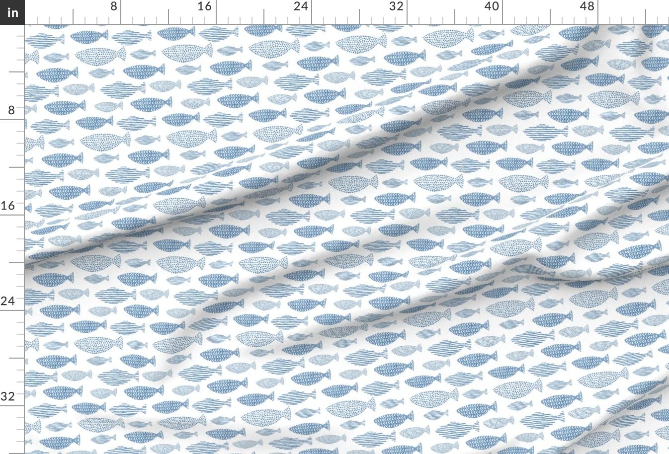 Blue Watercolor Fish Sea Ocean Animals Printed Minky Fabric by The Yard - Soft Plush Fabric for Sewing Baby Blankets, Quilt Backing & DIY Plush Toys - Perfect for Nursery Decor, Baby Shower Gifts & Craft Projects