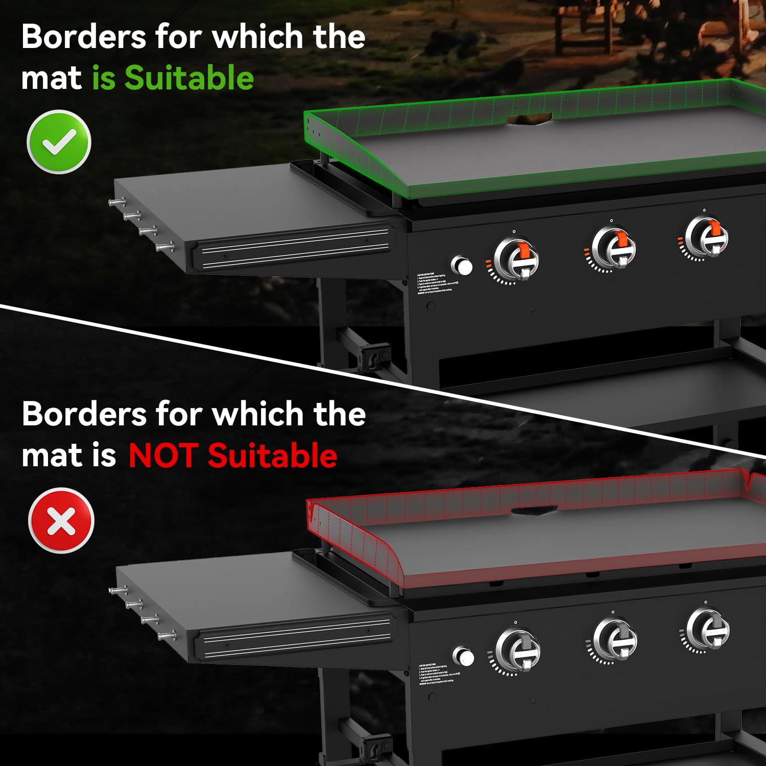 Upgraded Heavy Duty Food-Grade Silicone Griddle Mat Cover for Blackstone 36 Inch Grill - Full-Edge Protection Against Dirt & Rust - Perfect for Outdoor Cooking, Camping, Backyard BBQs and Tailgating Parties