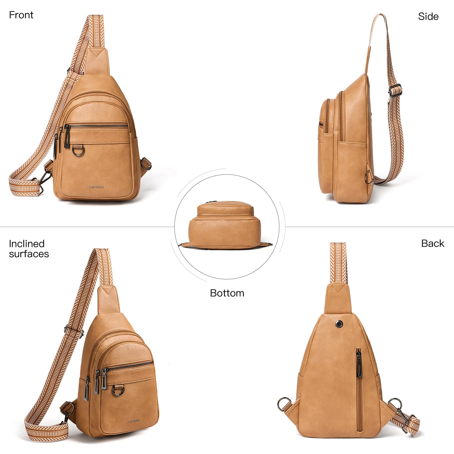 7L Vegan Leather Crossbody Sling Bag for Women & Men - Anti-Theft Fanny Pack, Shoulder Bag & Travel Backpack - Perfect for Gym, Hiking, Commuting & Daily Use
