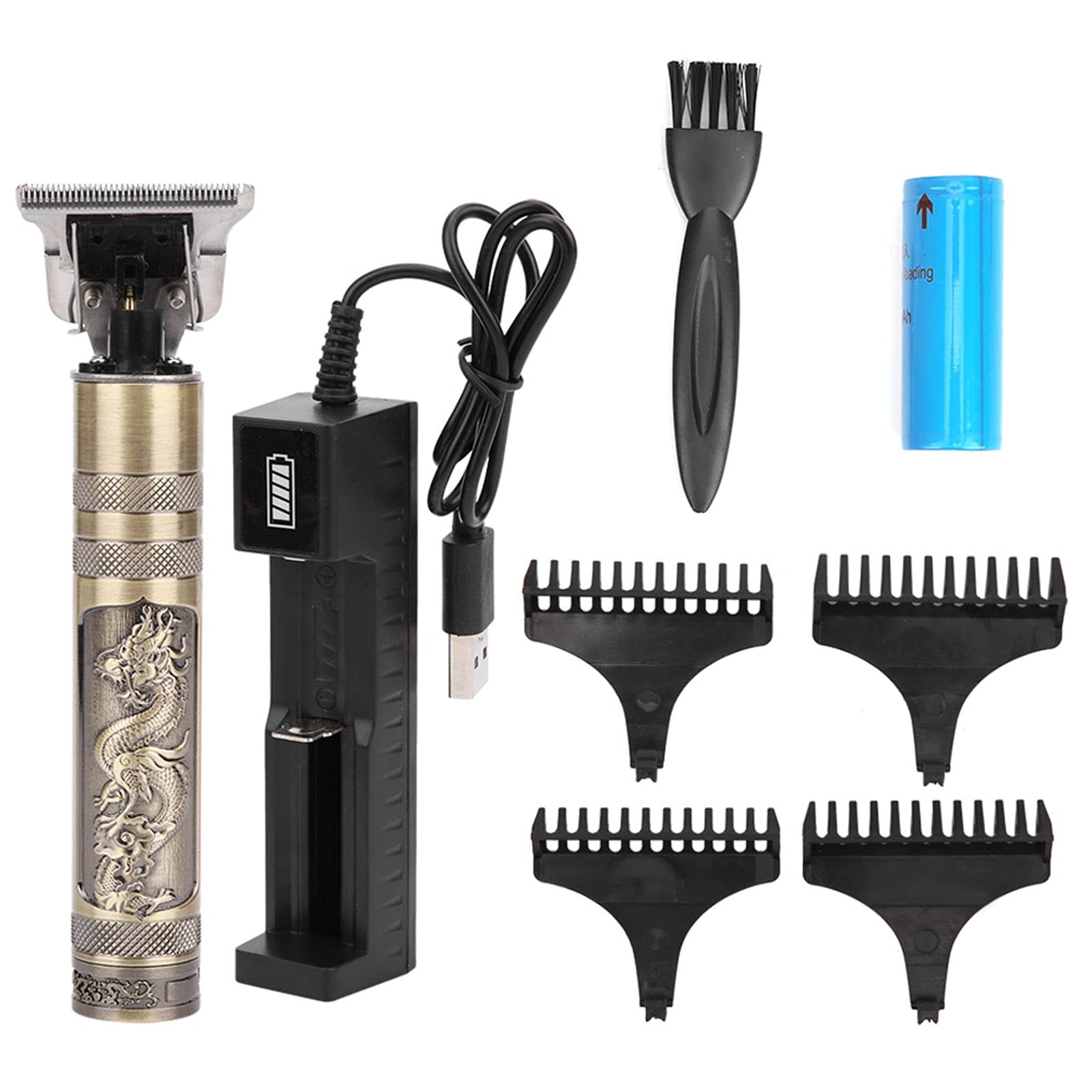 Professional Rechargeable Electric Hair Clipper for Men - Cordless Low Noise Hair Trimmer with USB Charging, Gold - Perfect for Home Barbering, DIY Haircuts & Beard Grooming