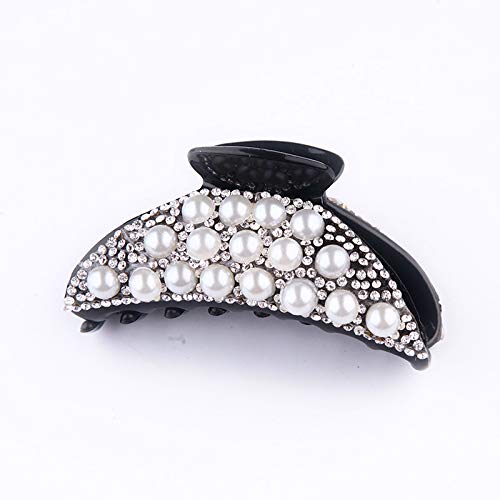 2-Pack Rhinestone Hair Claw Clips with Imitation Pearls - Non-Slip Hair Clamps for Women & Girls - Perfect for Parties, Weddings & Everyday Hairstyles