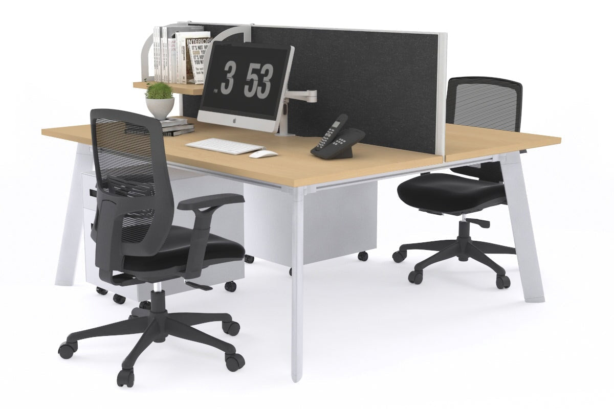 2 Person Workstation with White Frame - 1200L x 800W Switch Desk with Cable Management for Home Office & Coworking Spaces