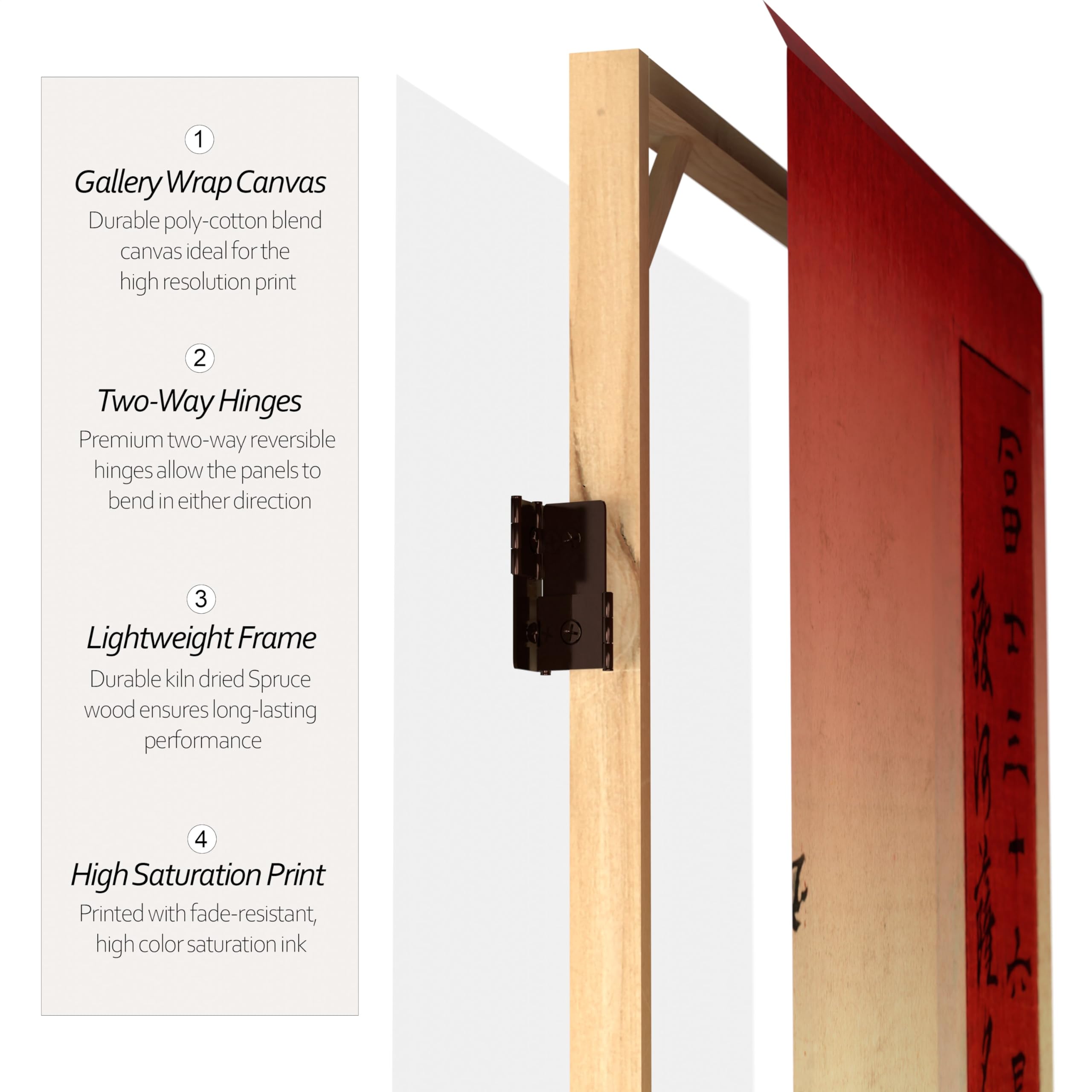 6 ft. Tall Double Sided Hiroshige Red Lantern Room Divider - Sea at Satta & Teahouse Design, 71 Inch Height 3 Panel Wide Folding Screen for Home Decor, Office Partition, and Asian-Themed Event Backdrop