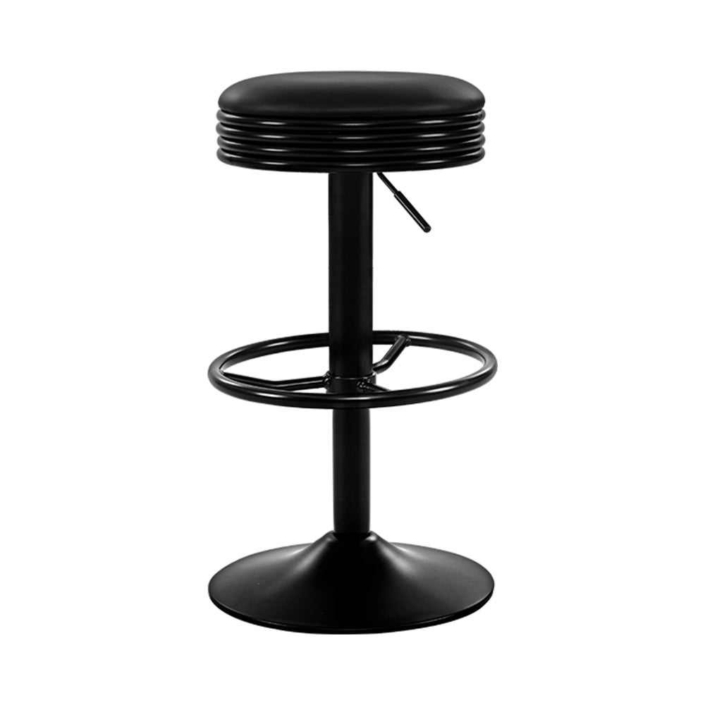 2 Pack Black Leather Bar Stools with Padded Seats and Gas Lift Mechanism - Perfect for Kitchen Islands, Home Bars, and Dining Counter Height Tables