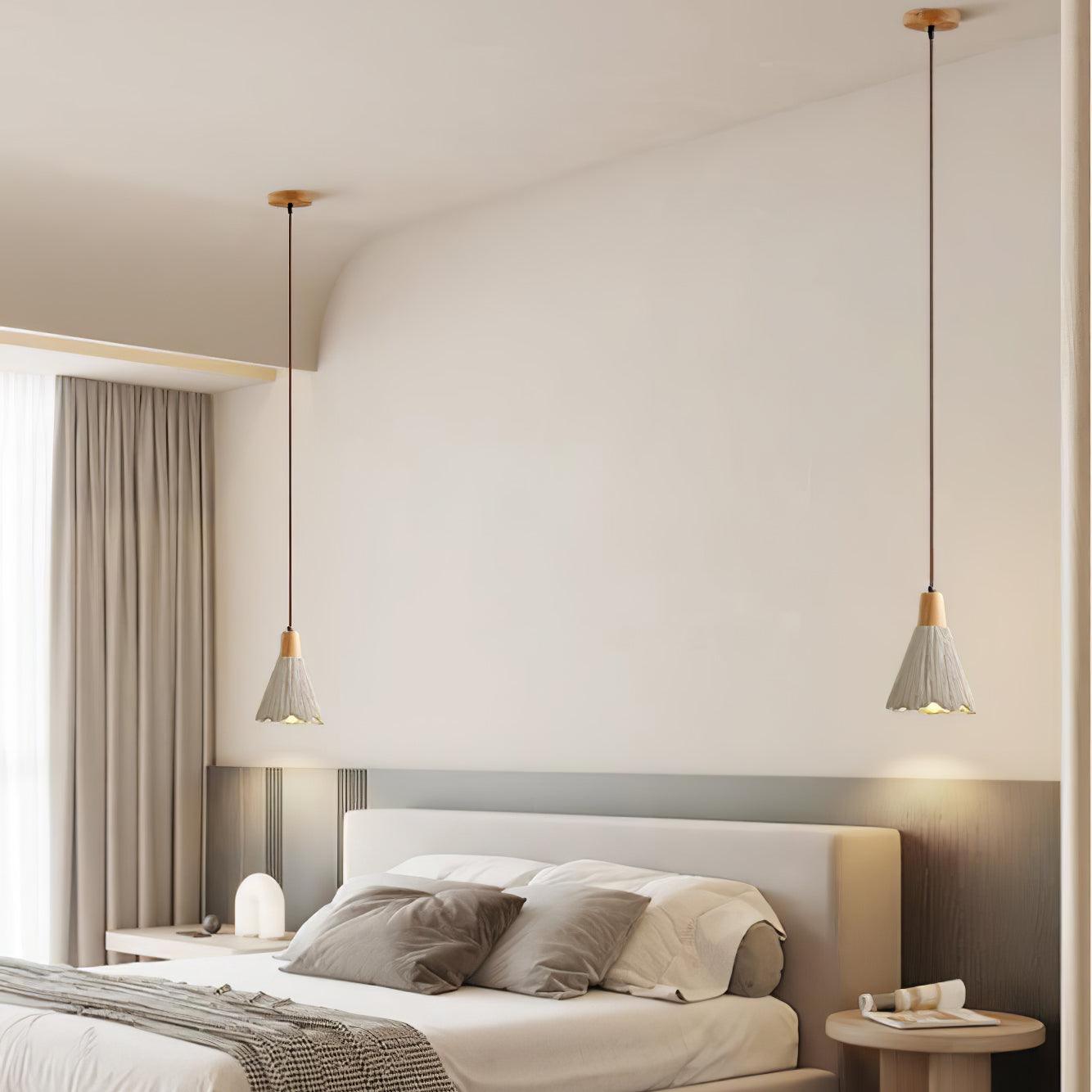 Modern Concrete Pleated Pendant Light - Industrial Style Hanging Lamp for Kitchen Island, Dining Room & Bedroom Lighting