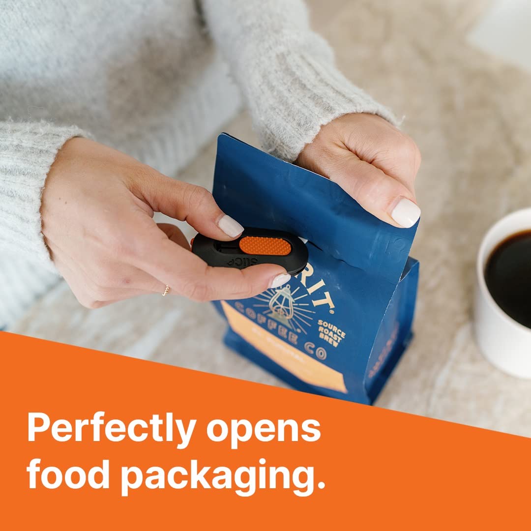 Slice Mini Box Cutter - Safe Manual Retractable Ceramic Blade (11x Longer Lasting than Metal) - Keychain Package Opener (1 Pack) - Perfect for Home, Office & Warehouse Use