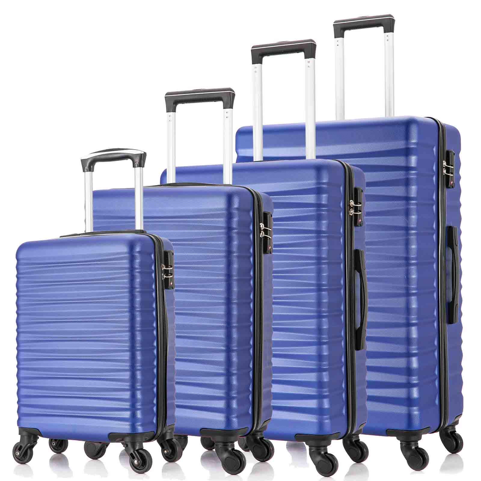 4 Piece Hardshell ABS Luggage Set with TSA Lock & Spinner Wheels - Lightweight Travel Suitcases for Carry On & Checked Bags (4PCs, Blue) - Perfect for Family Vacations, Business Trips & International Travel