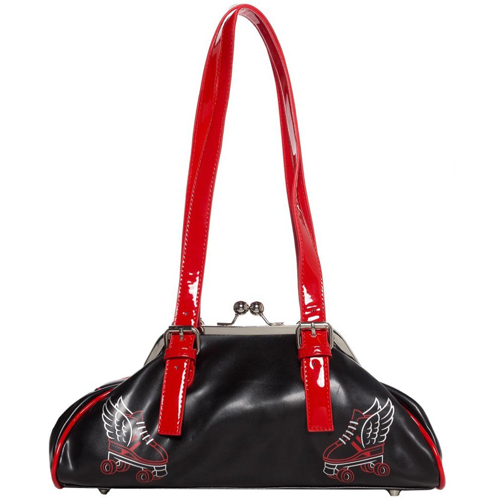 Sourpuss Flying Skate Crossbody Purse - Red & Black Retro Punk Handbag for Women | Perfect for Concerts, Skate Parks & Everyday Use
