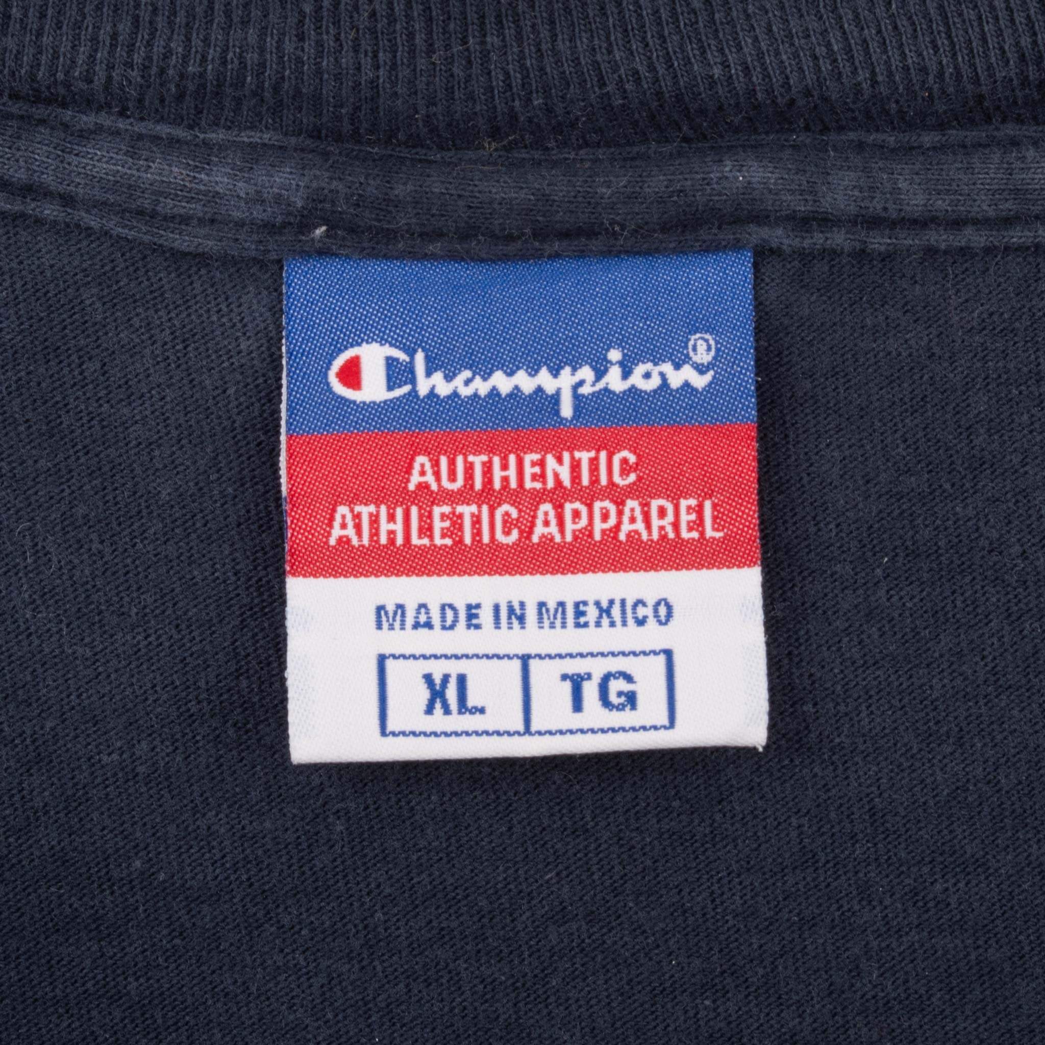 Vintage Champion Embroidered Long Sleeve Blue T-Shirt 2000s XL - Retro Streetwear for Men & Women - Perfect for Casual Wear, Gym, and Everyday Outfits