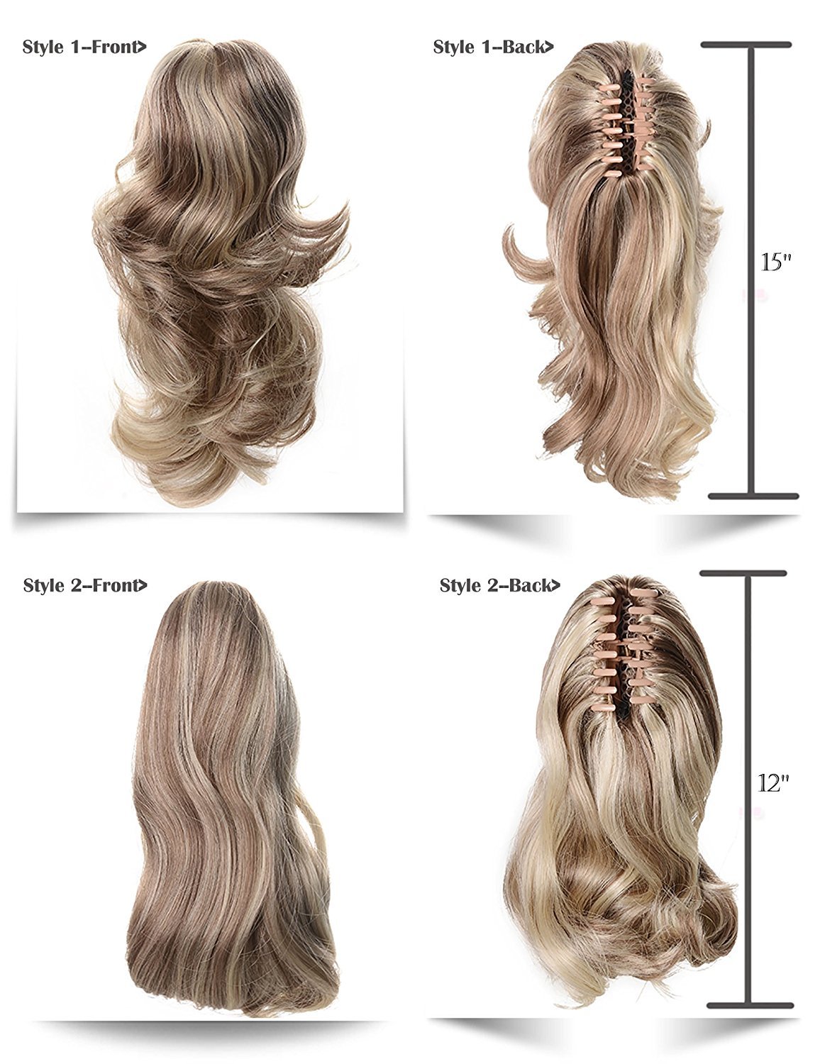 Onedor 15 Inch Synthetic Fiber Curly Ponytail Hair Extension with Clip-in Jaw Clips - Dual-Use Hairpiece for Women (24H613) | Perfect for Parties, Weddings & Daily Styling