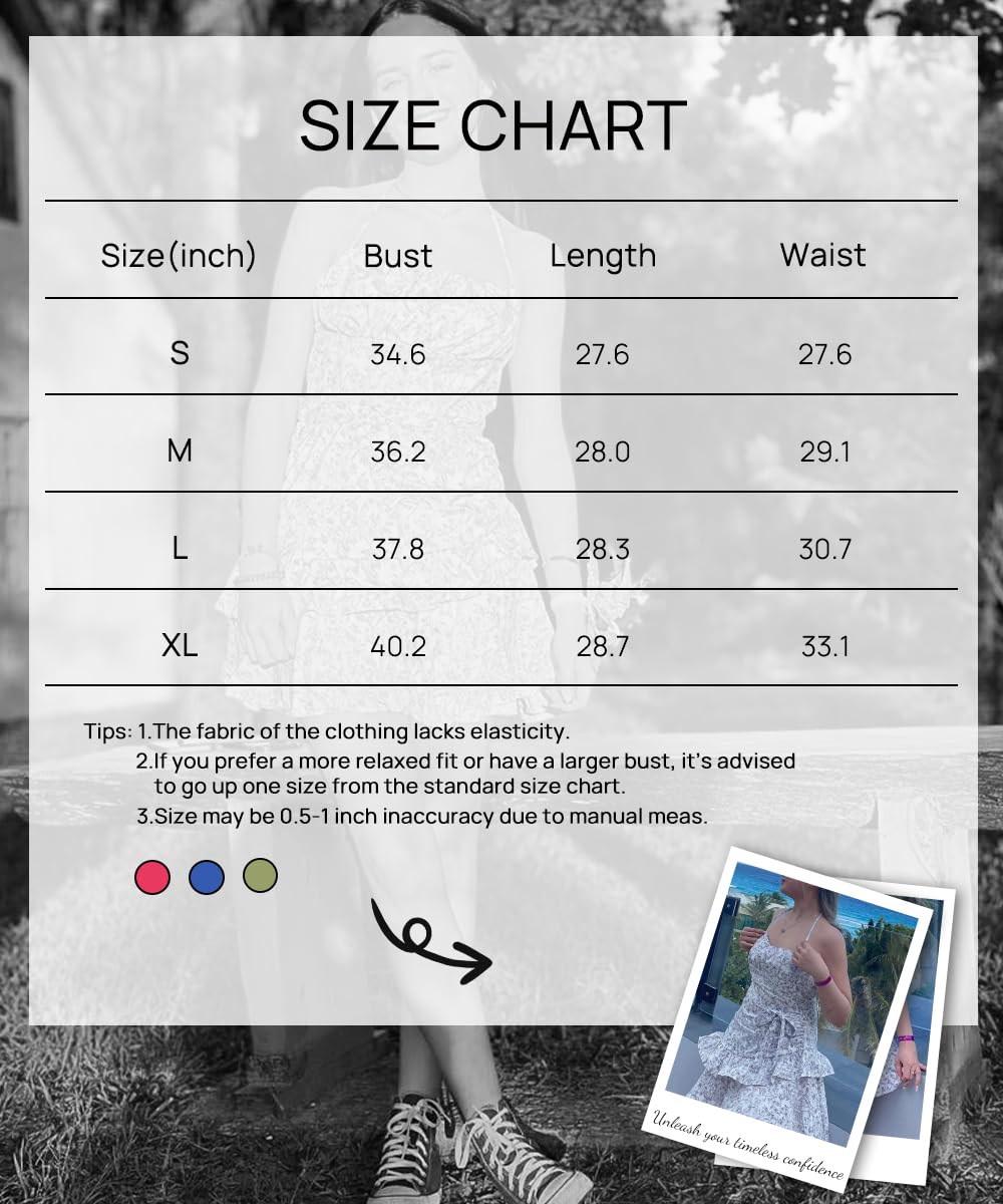 Stylish Narecte Summer Dresses for Women - Backless Tie Mini Dress, Halter Neck Floral Print Short Dress with Ruffle Trim | Perfect for Beach Vacations, Date Nights & Casual Outings