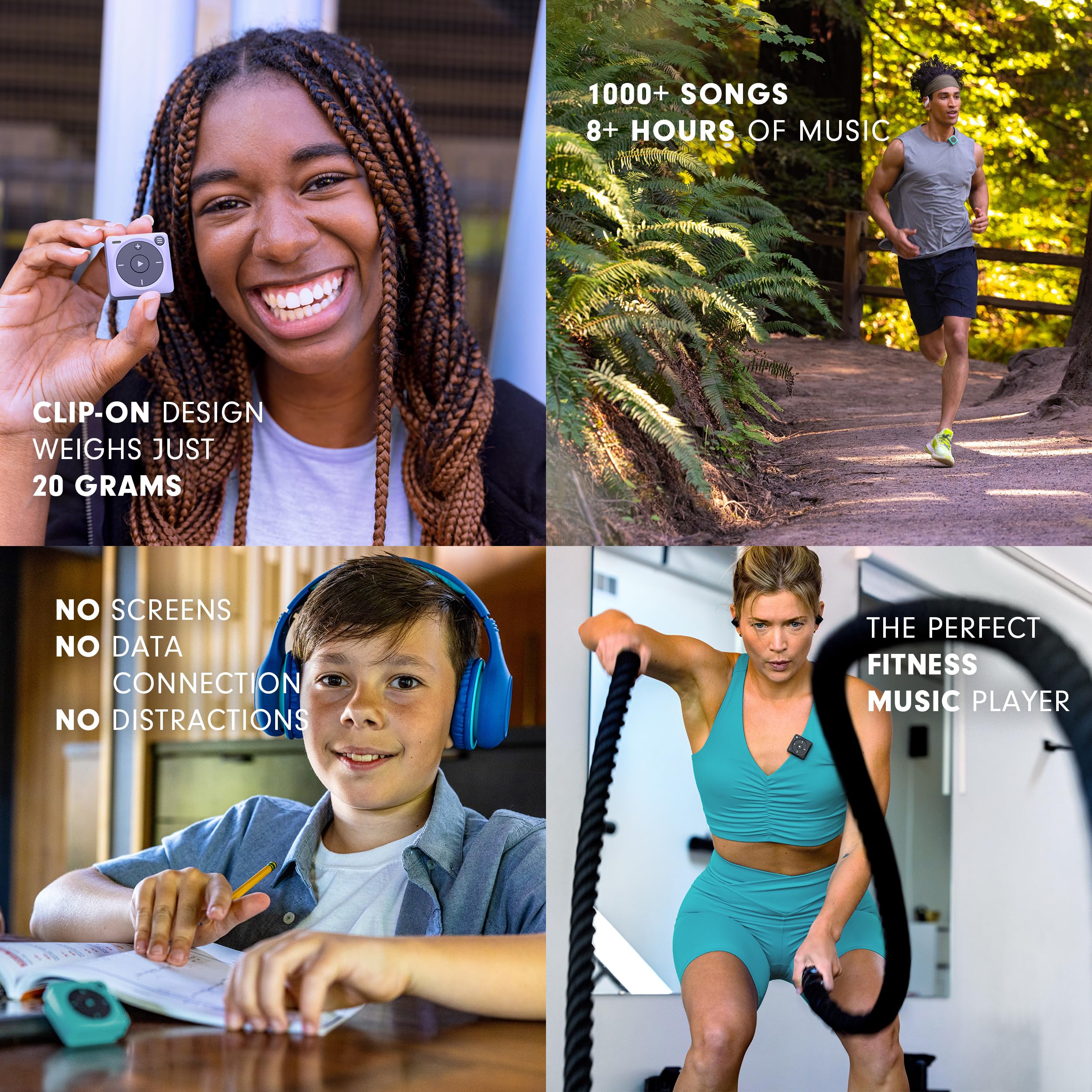 Portable Spotify & Amazon Music Player - Bluetooth & Wired Headphone Compatible MP3 Player with 1,000+ Song Storage - Screen-Free Music Device for Running, Gym Workouts, Travel & Outdoor Activities (Red)