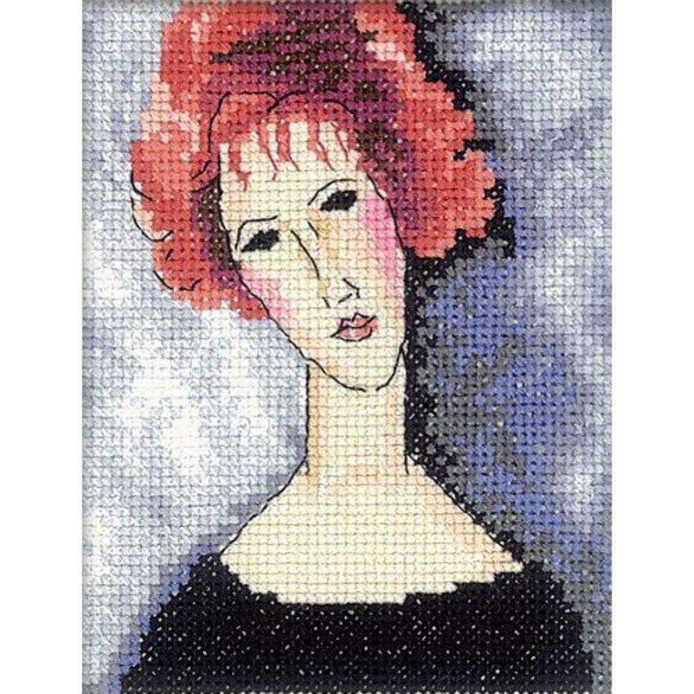 Red Haired Girl Cross Stitch Kit - DIY Embroidery Kit for Beginners, Complete Needlepoint Set with Pattern, Thread & Needles - Perfect for Home Decor, Gifts & Craft Projects