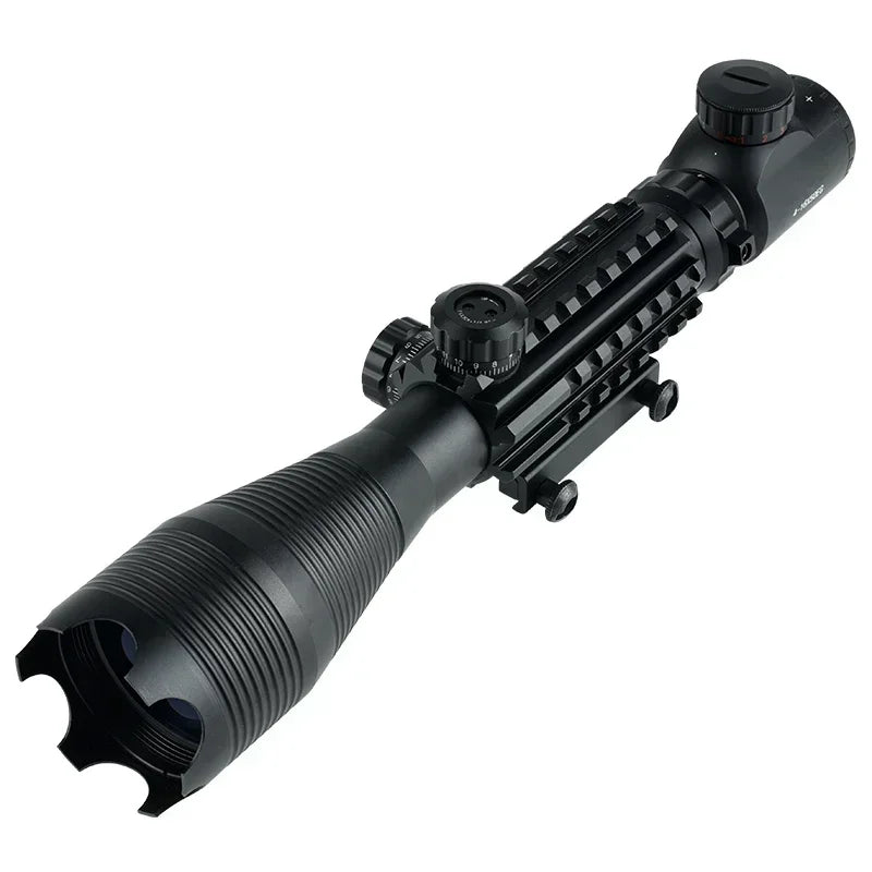 4-16x50 Tactical Rifle Scope with Red/Green Laser & Flashlight - Long Range Shooting Optic Sight with Red Dot for Hunting | Perfect for Outdoor Adventures, Target Practice & Night Hunting