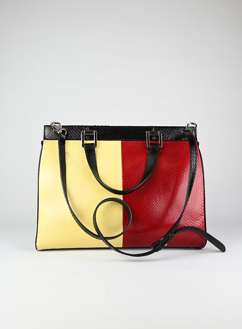 Gucci Yellow and Red Python Leather Handbag for Women - Luxury Designer Shoulder Bag for Parties, Dating & Special Occasions