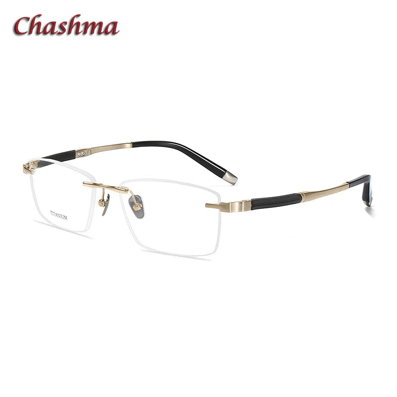Lightweight Titanium Rimless Square Eyeglasses for Men - Stylish & Durable Frame (Model 9058) | Perfect for Office, Reading & Everyday Use