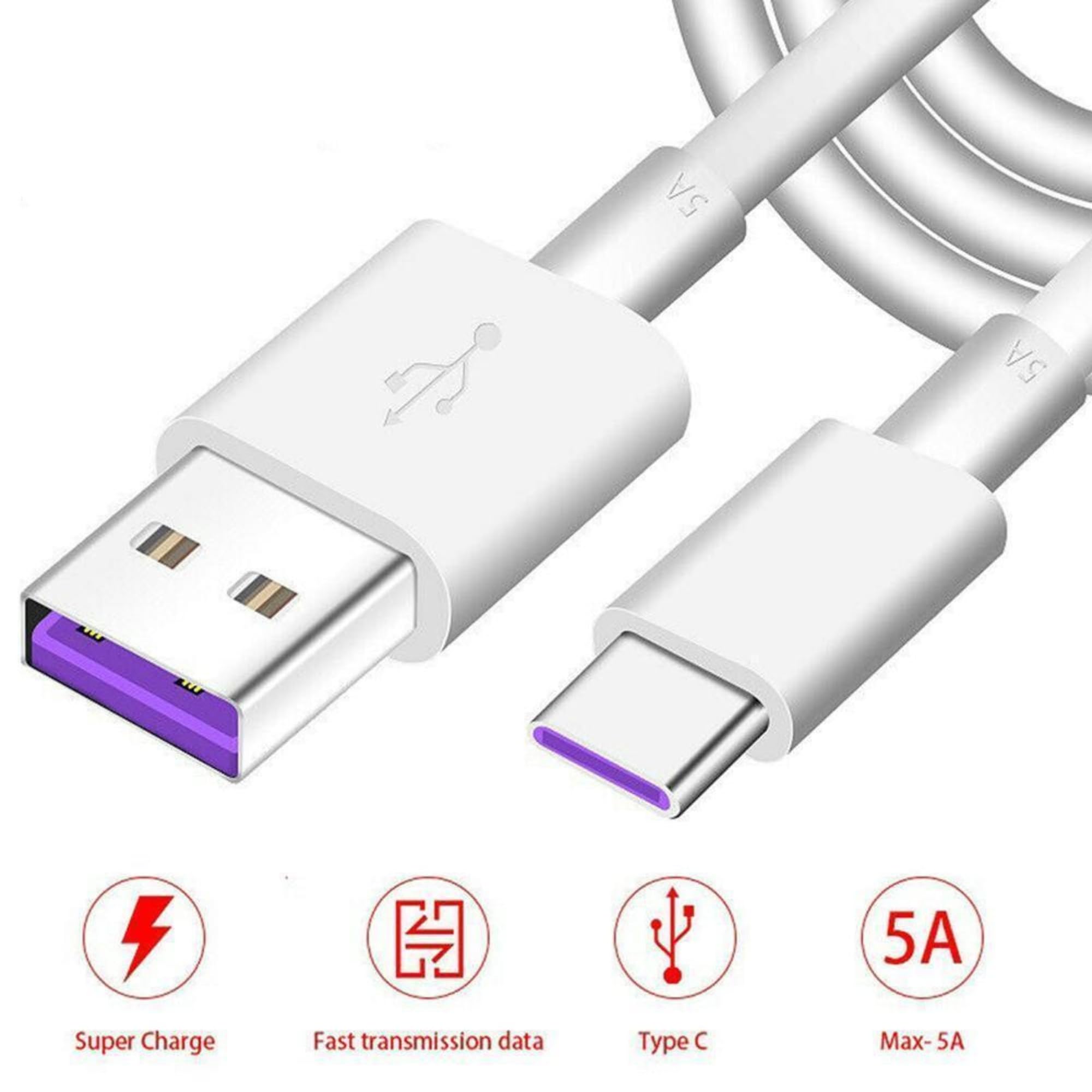 Fast Charging USB C Cable for Samsung Galaxy A14/A14 5G/A15/A15 5G - 5A High-Speed Charger Cord (2 Pack, 1m) - Perfect for Home, Office & Travel Charging