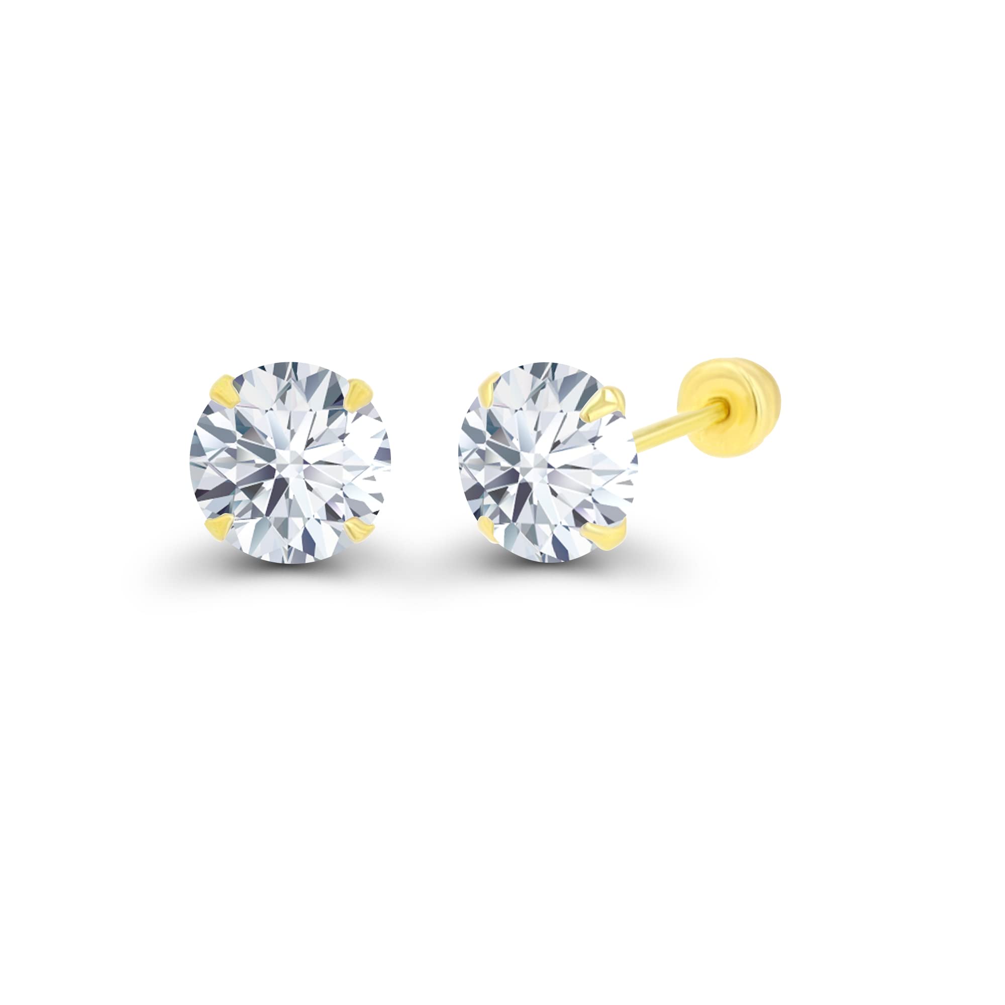 14K Yellow Solid Gold Diamond Cut 6mm Heart Bezel Stud Earrings with Screw Back | Hypoallergenic Luxury Jewelry for Women & Girls | Perfect for Valentine's Day, Anniversary Gifts & Everyday Elegance