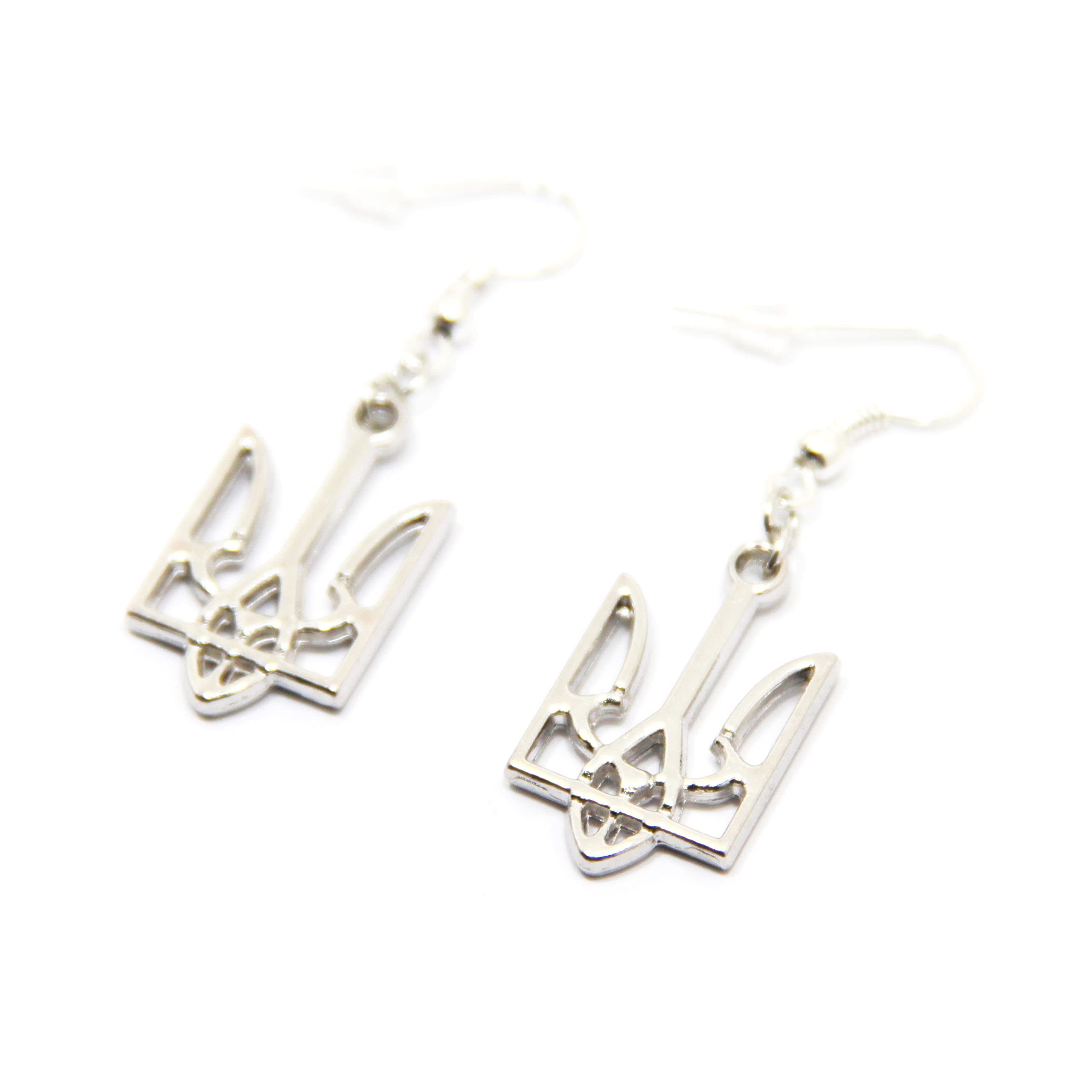 Handmade Ukrainian Earrings - Authentic Tryzub Trident Jewelry from Ukraine | Pray for Ukraine Symbolic Gift | Perfect for Cultural Events, Weddings & Patriotic Occasions