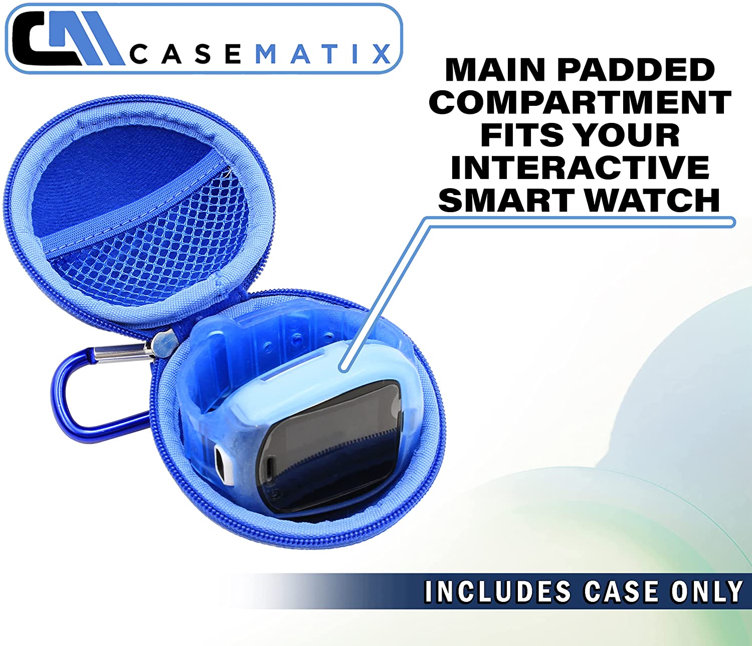 CASEMATIX Protective Travel Case for KidiZoom Smartwatch DX3 & Verizon GizmoWatch 2 - Durable Carry Case with Accessory Pouch & Carabiner Clip - Perfect for Kids' Smartwatch Storage & Travel Protection