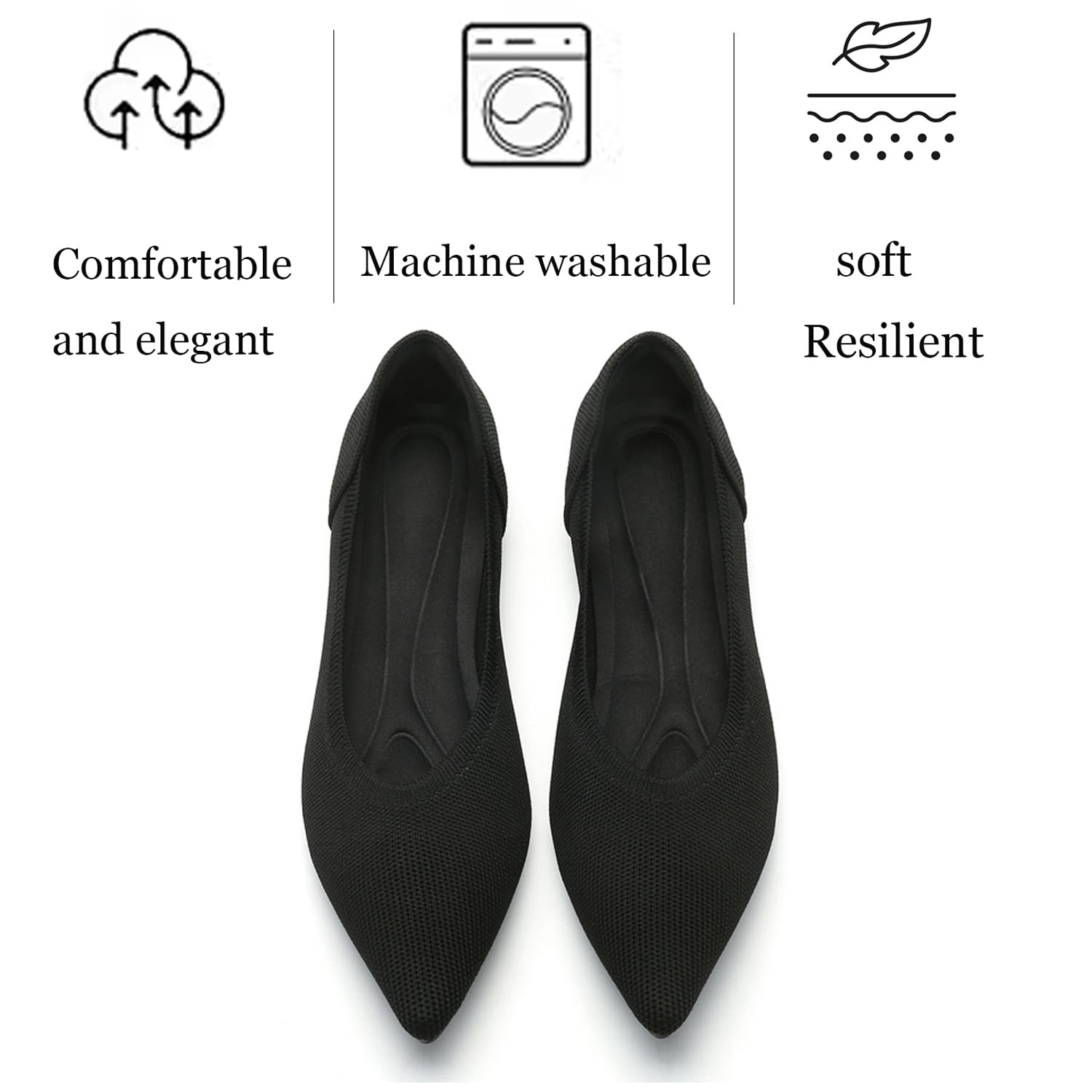 Women's Pointed Toe Ballet Flats - Comfortable Knit Slip On Dress Shoes with Soft Mesh for Walking | Perfect for Office, Casual Outfits & Daily Commute
