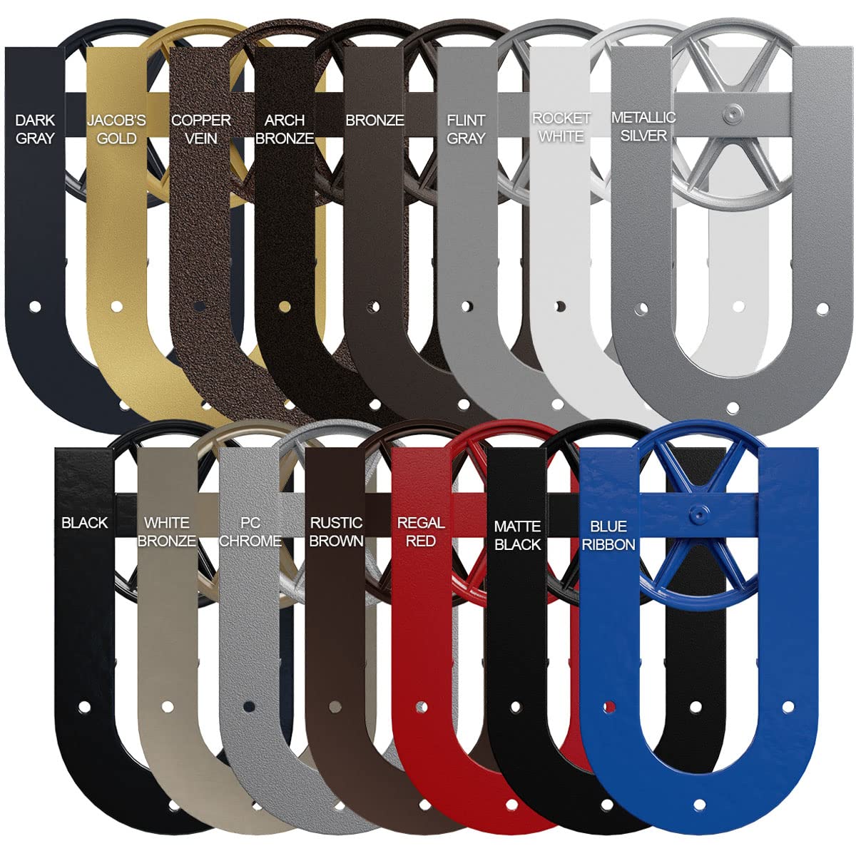 Premium Wagon Wheel Horseshoe Roller Hanger for Barn Doors - Rustic Brown, 2 1/4