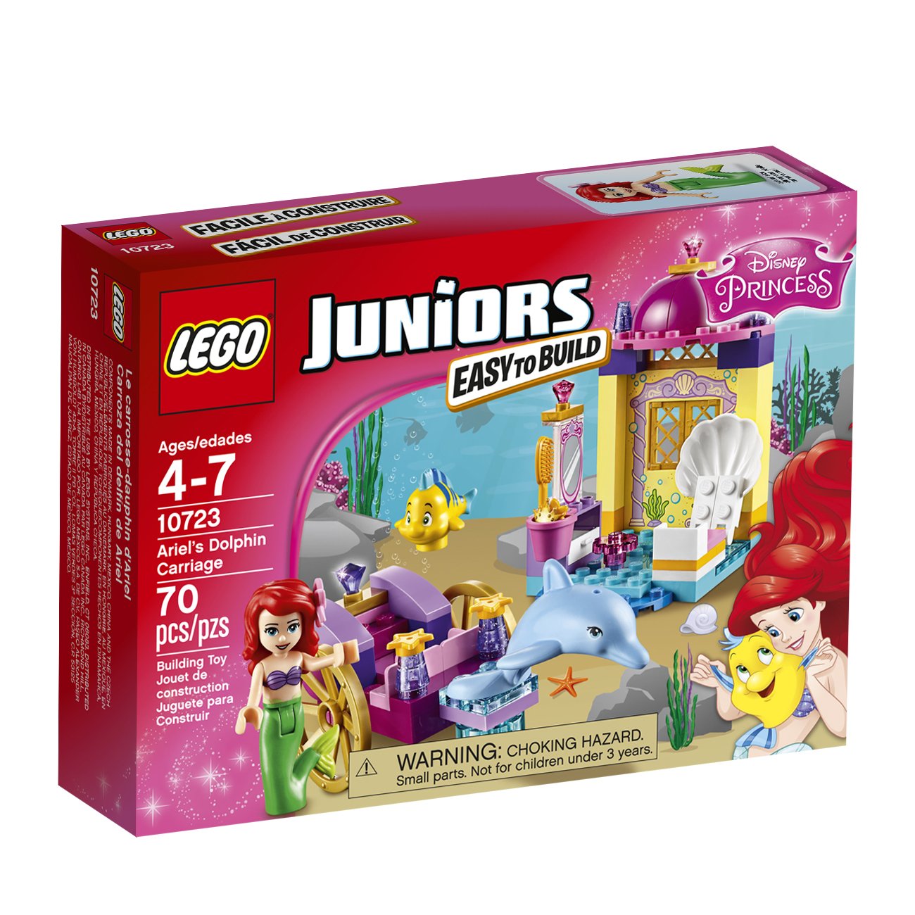 LEGO Ariel's Dolphin Carriage Playset 10723 - Disney Princess Building Toy for Kids Ages 5+ | Underwater Adventure Playset for Creative Play & Storytelling