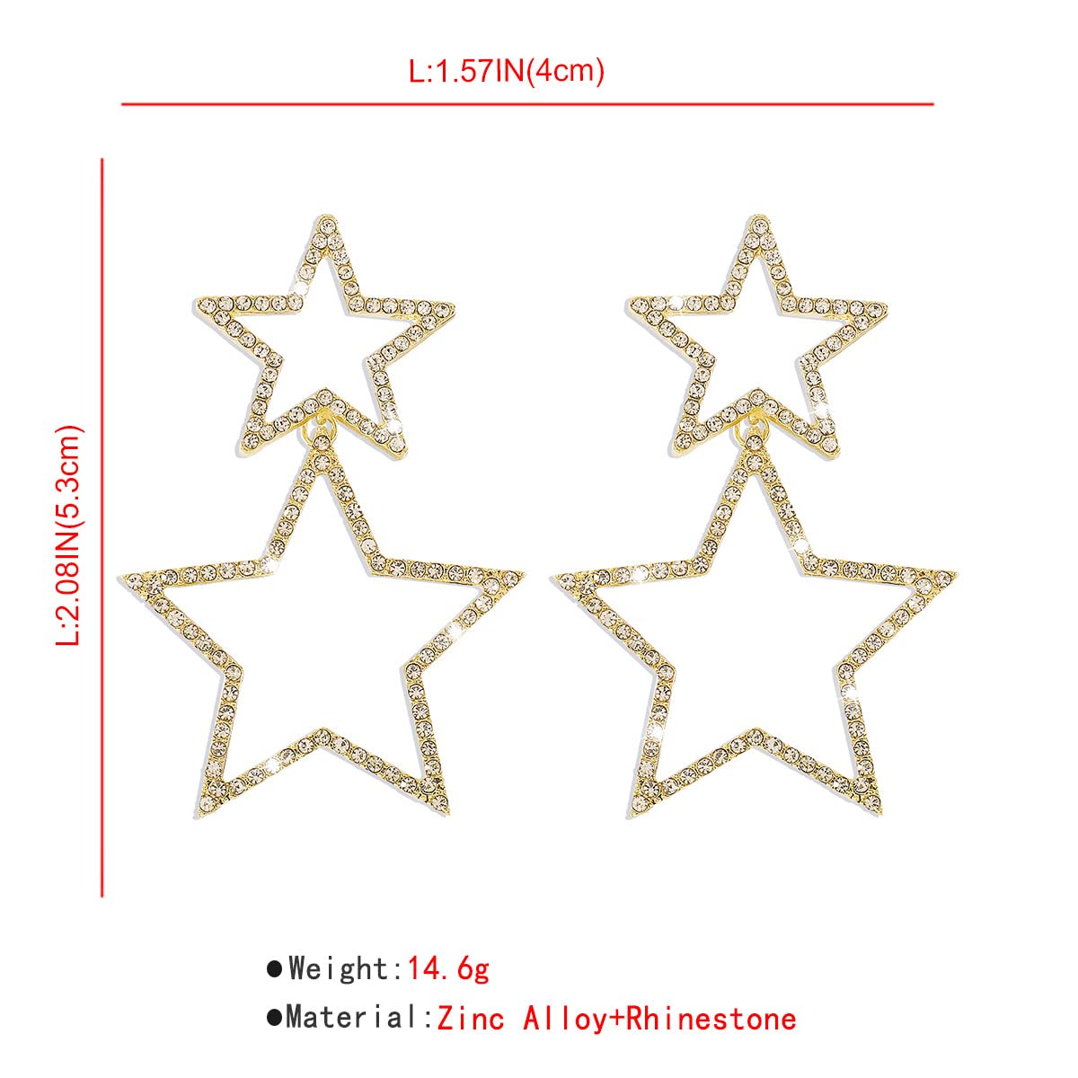 Sparkling Silver Star Dangle Earrings for Women - Iridescent Rhinestone Star Jewelry with Big Sparkle | Perfect for Parties, Date Nights & Special Occasions