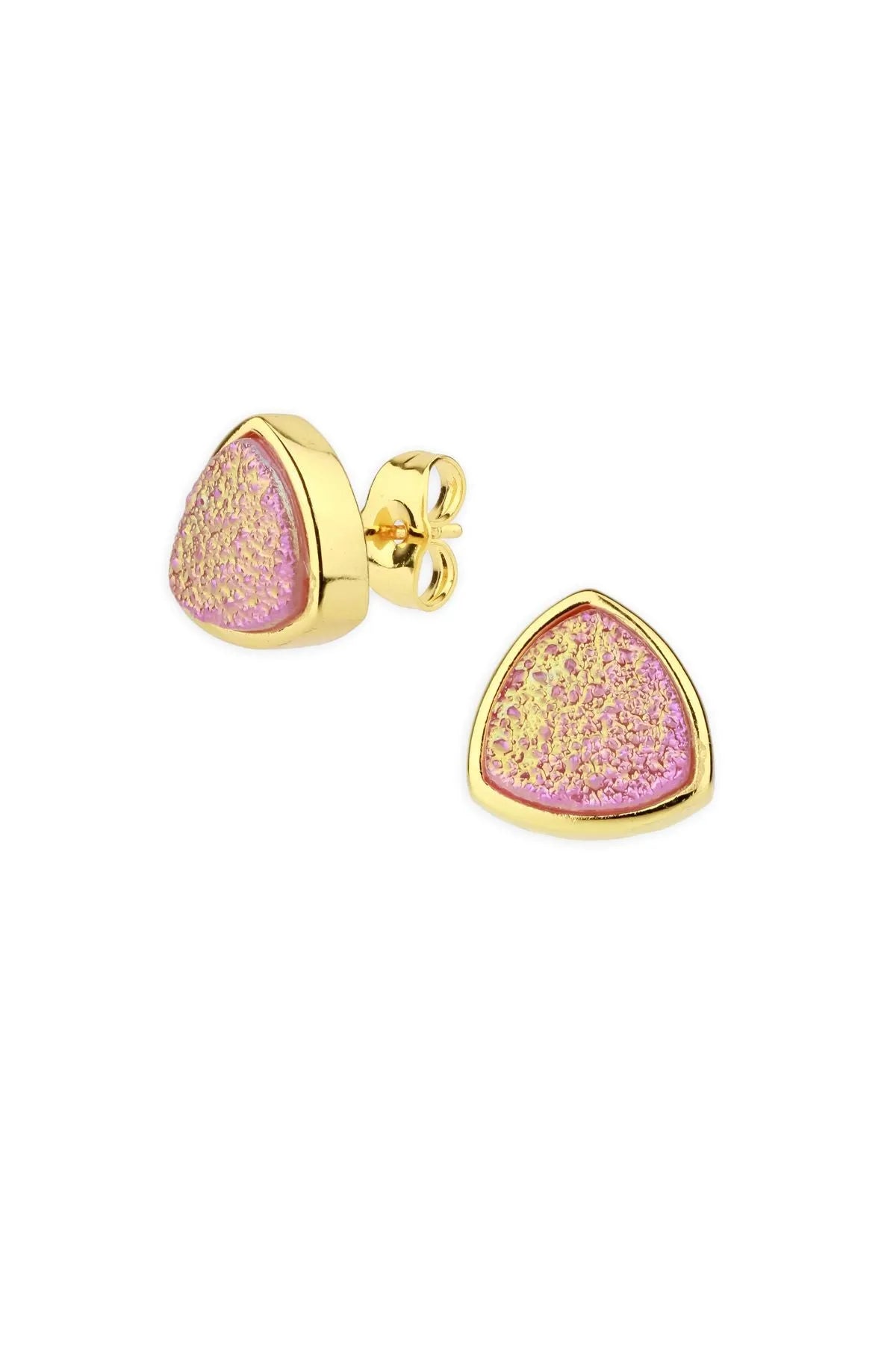 Triangle Stud Druzy Earrings for Women – Sparkling Geometric Crystal Jewelry for Everyday Wear & Special Occasions