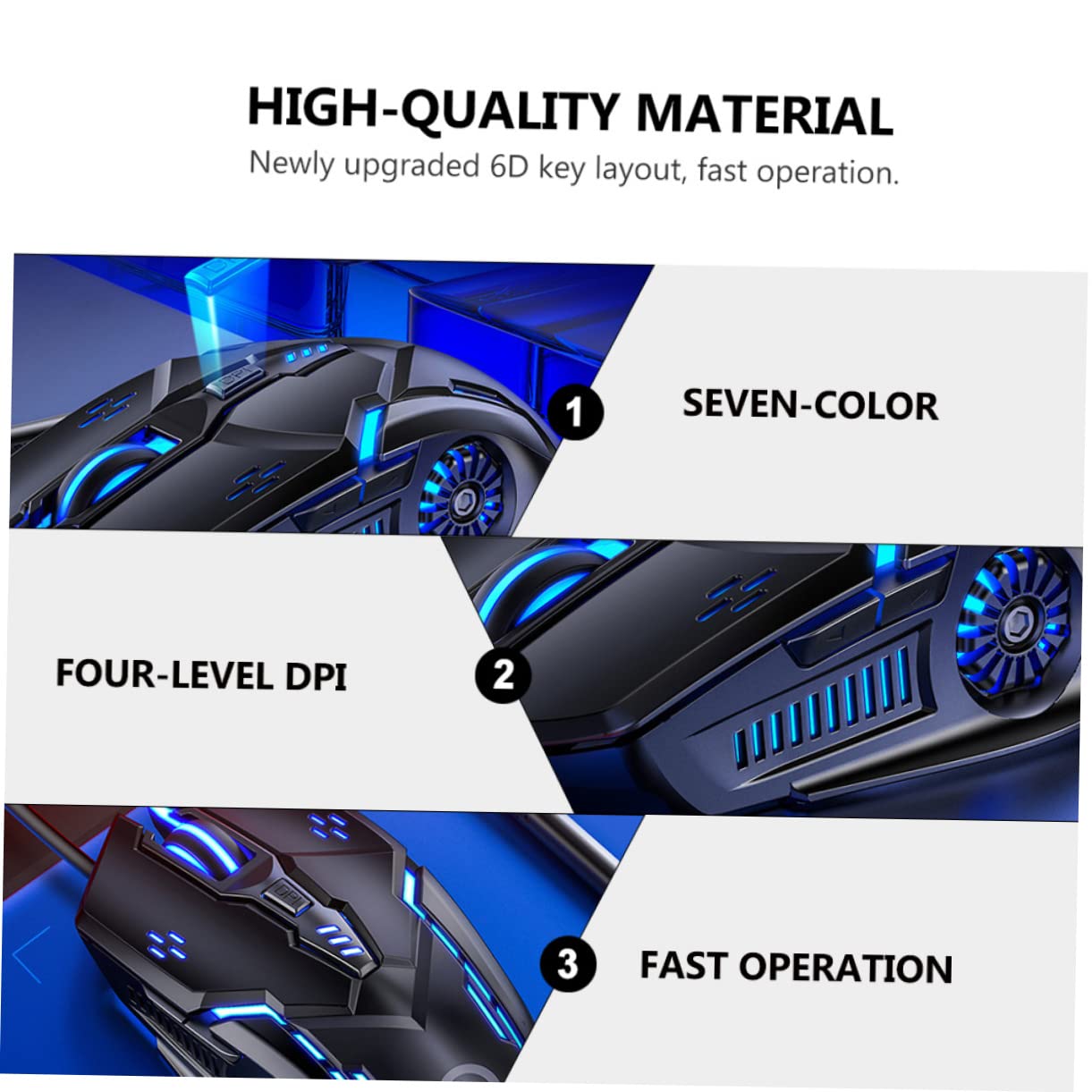 Uonlytech High Precision Wired Gaming Mouse - 6 Programmable Buttons, Silent Click, Ergonomic Design for PC, Laptop, Mac | Perfect for Gaming, Office Work & Graphic Design (Black)