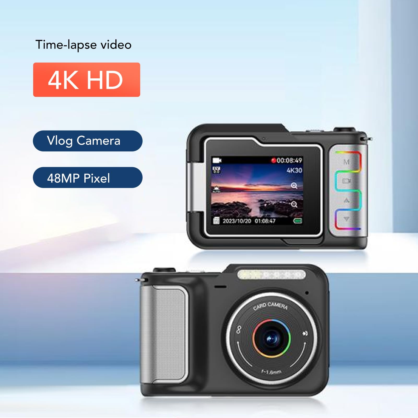 4K Digital Camera 48MP Vlogging Camera with Night Vision, Time Lapse, Macro & Slow Motion - Perfect for Kids, Beginners & Adults - Ideal for Travel, YouTube Videos & Family Events