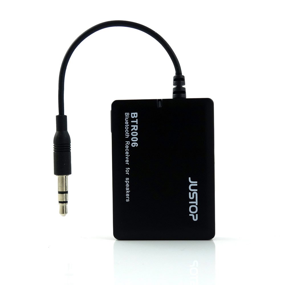JUSTOP BTR006 Wireless Bluetooth Audio Receiver - 3.5mm Jack, Universal Speaker Adapter, Built-in Rechargeable Battery, Audio Cable & 3.5mm Adapter for Home Stereo, Car Audio, and Portable Speakers