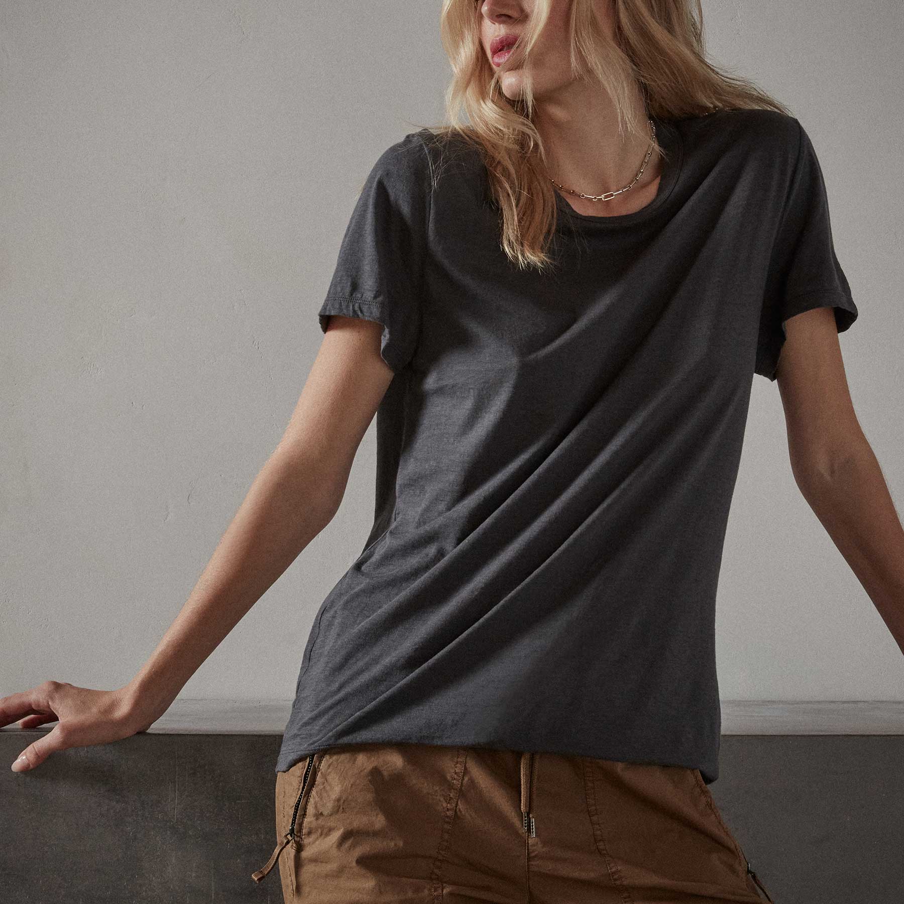 Eco-Friendly Recycled Lotus Jersey Knit T-Shirt for Women - Soft Magma Red Casual Tee | Perfect for Yoga, Lounge & Everyday Wear