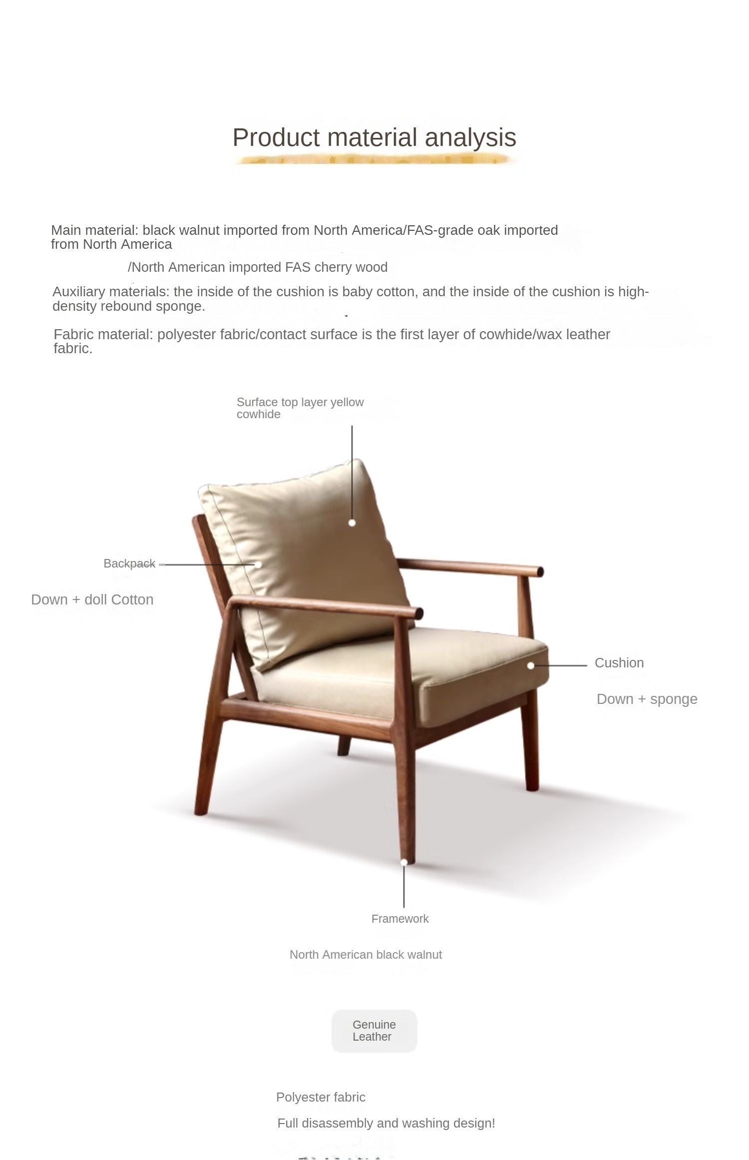 Premium Black Walnut Solid Wood Lounge Armchair with Matching Footstool - Handcrafted Comfort Chair for Living Room, Reading Nook & Relaxation Spaces