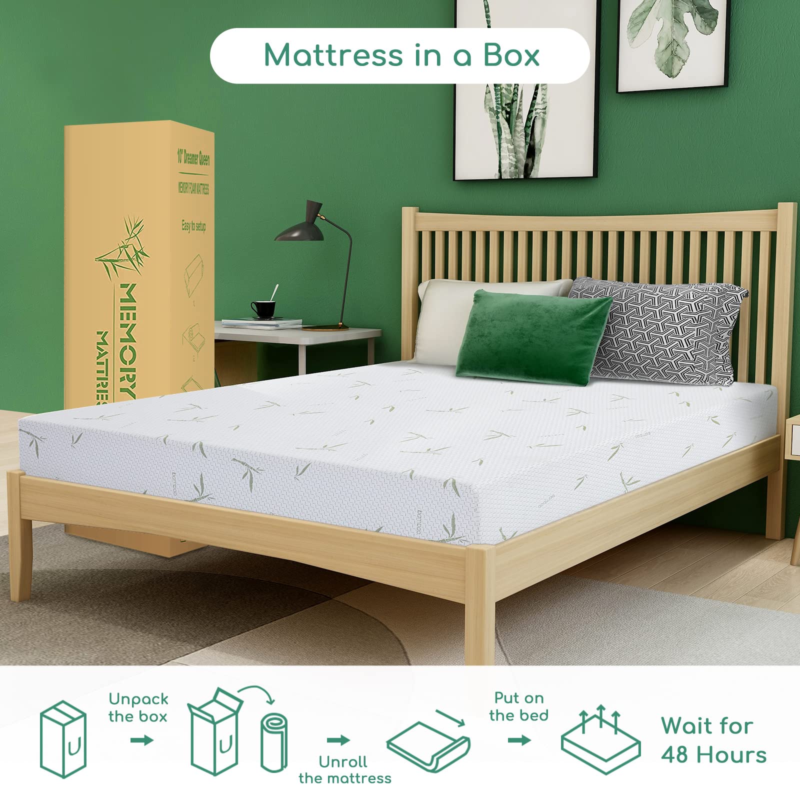 8 Inch Memory Foam Mattress in a Box - CertiPUR-US Certified Full Size Mattress with Bamboo Cover for Kids & Teens | Medium Firm Green Tea Gel Infused | Perfect for Bunk Beds, Trundle Beds & Guest Rooms | Made in USA | White