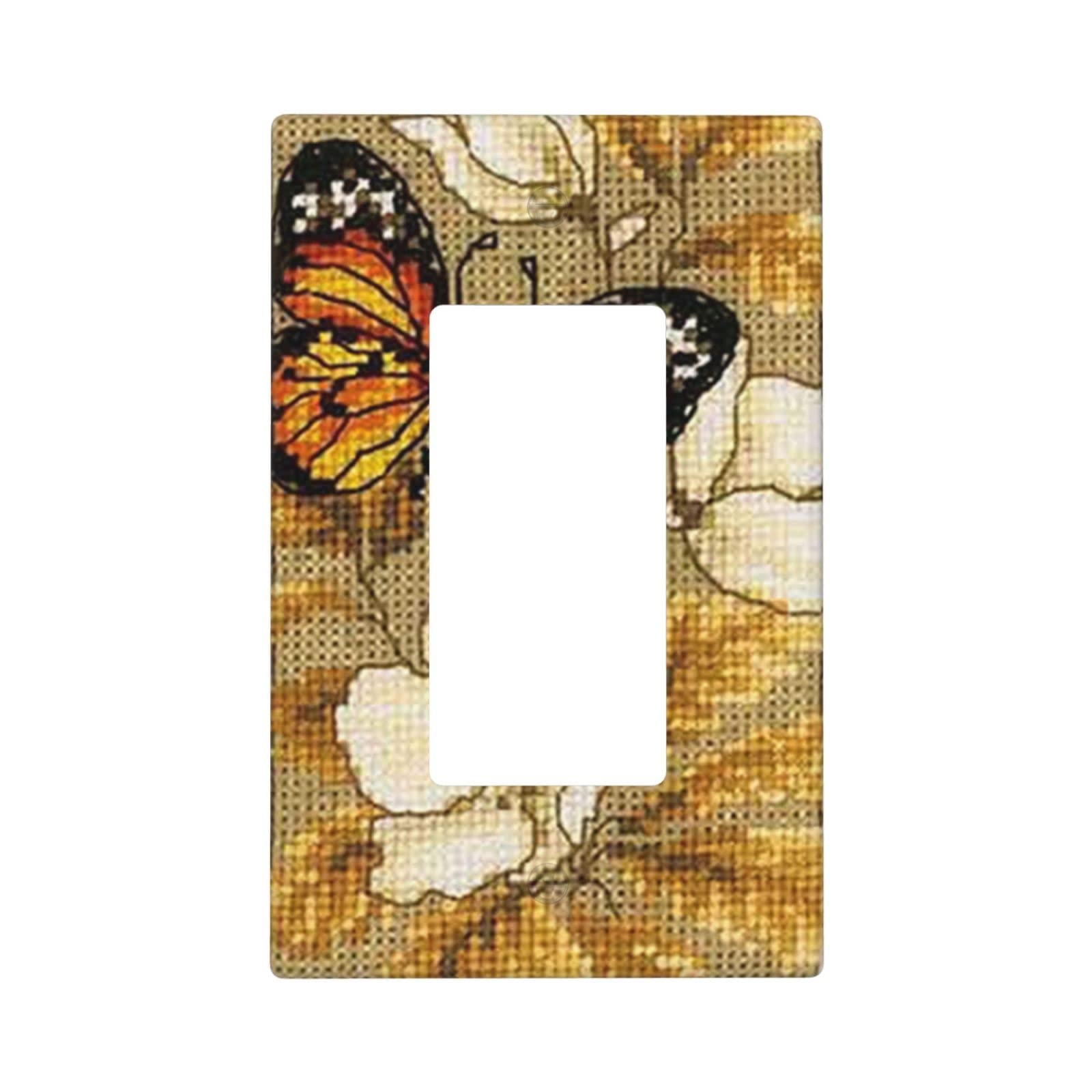 Yellow Butterfly Single Rocker Light Switch Cover - Decorative 1 Gang Wall Plate (4.5
