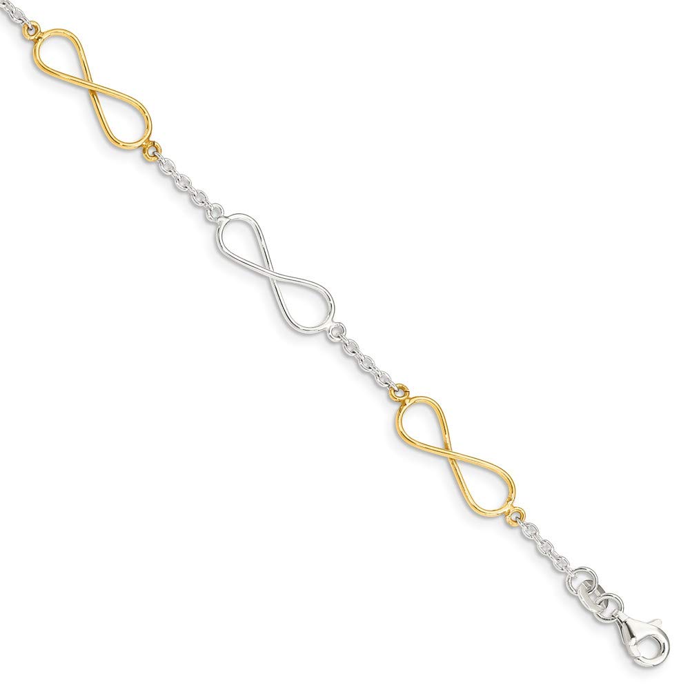 Jewels By Lux Sterling Silver Polished Flash Gold Infinity Symbol Bracelet - Elegant Jewelry Gift for Women, Best Friend, Anniversary - Perfect for Everyday Wear, Date Night & Special Occasions