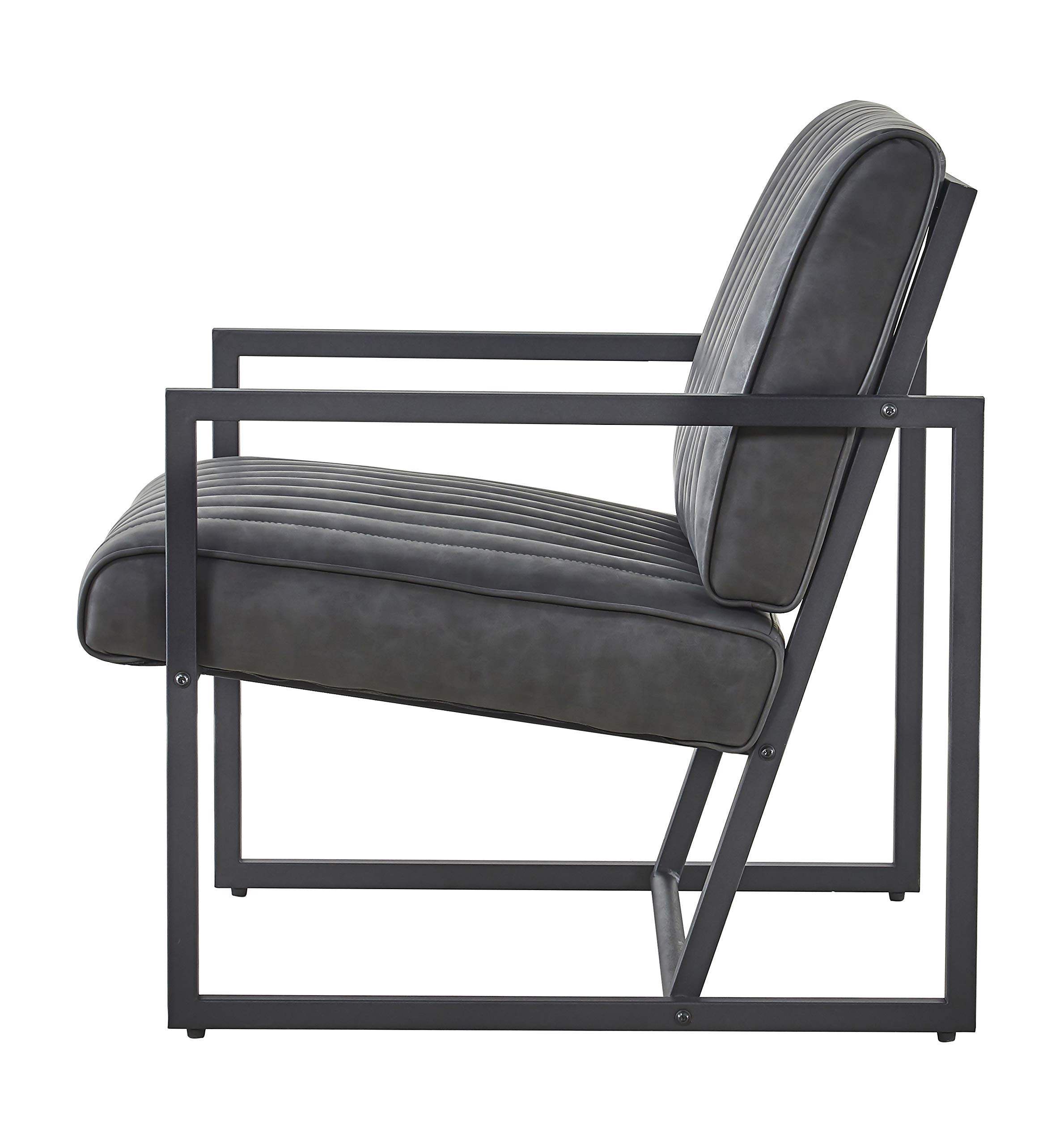 Modern Brown PU Leather & Steel Armchair - Sturdy Dining Chair for Kitchen, Bedroom, Living Room - Perfect for Small Spaces & Home Offices
