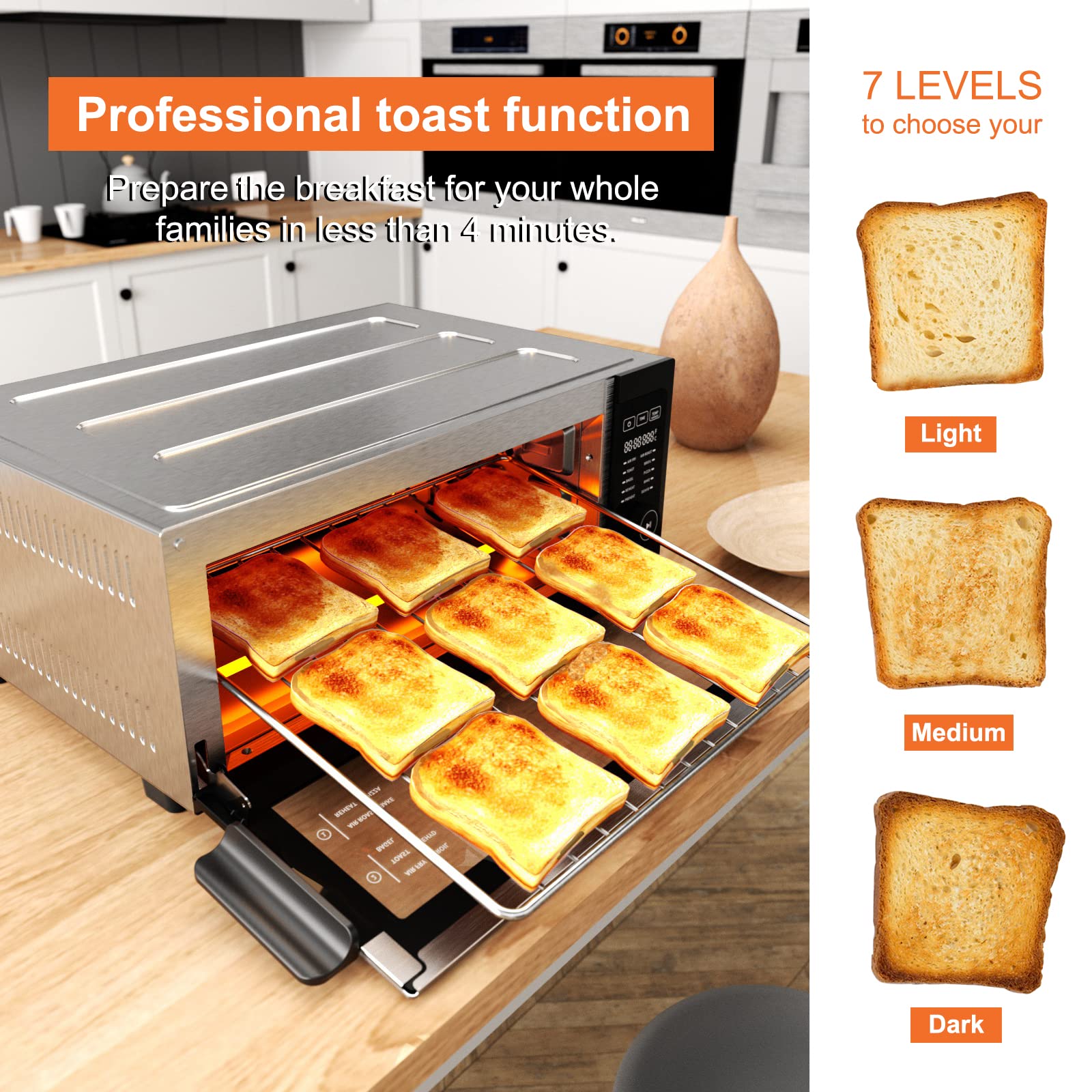 **Fabuletta 10-in-1 Air Fryer Toaster Oven Combo, 1800W Countertop Convection Oven with 100-450°F Temperature Control, Flip-Up Design for Space Saving, Includes Enamel Baking Pan & Recipe Book – Perfect for Baking, Roasting, and Air Frying at Home**