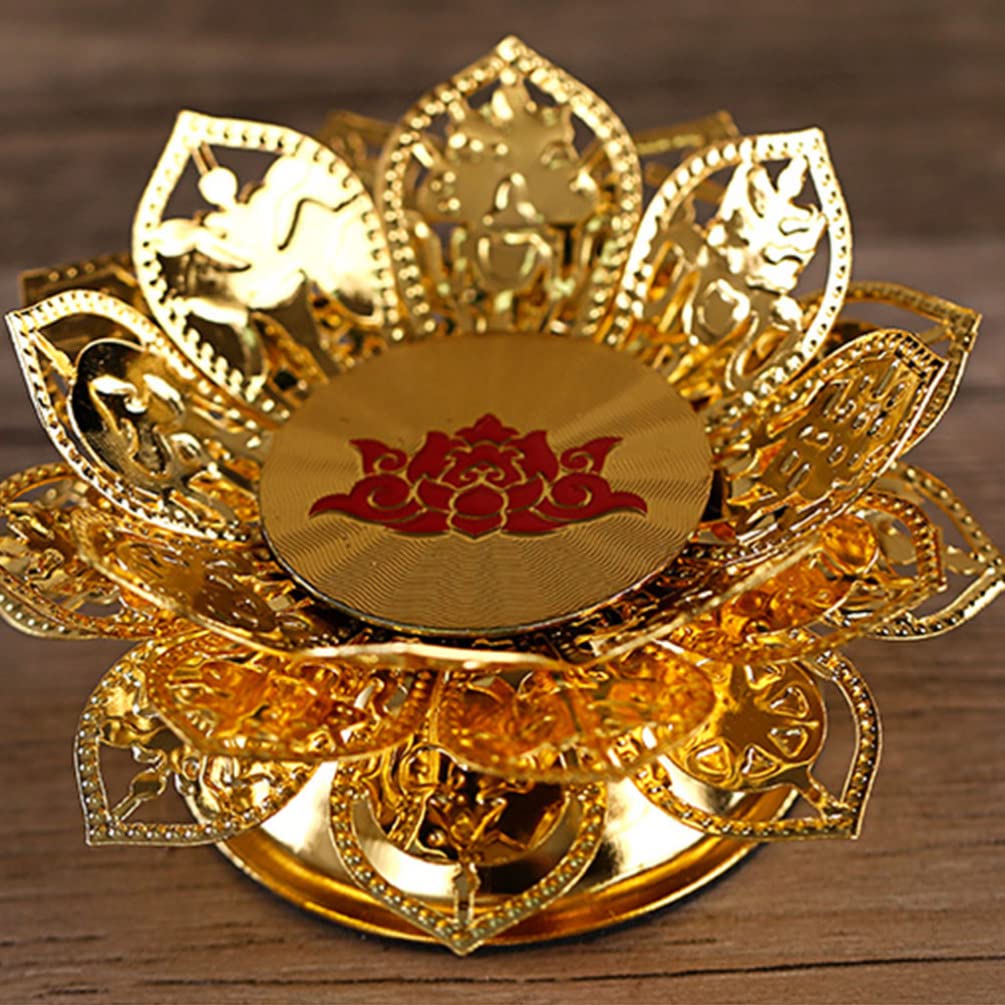 Premium Metal Ghee Lamp Holder - Lotus Shaped Buddhist Candlestick for Religious Ceremonies, Home Altar Decor & Meditation Spaces - Elegant Desktop Candle Holder for Puja, Yoga & Spiritual Practices
