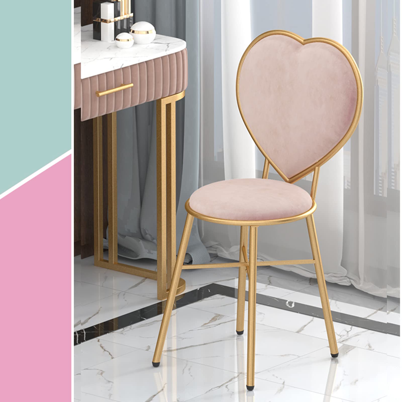Creative Love-Shaped Vanity Makeup Chair for Kids & Adults - Pink Dressing Table Stool with 81CM Height - Perfect for Bedroom, Children's Room & Home Decor