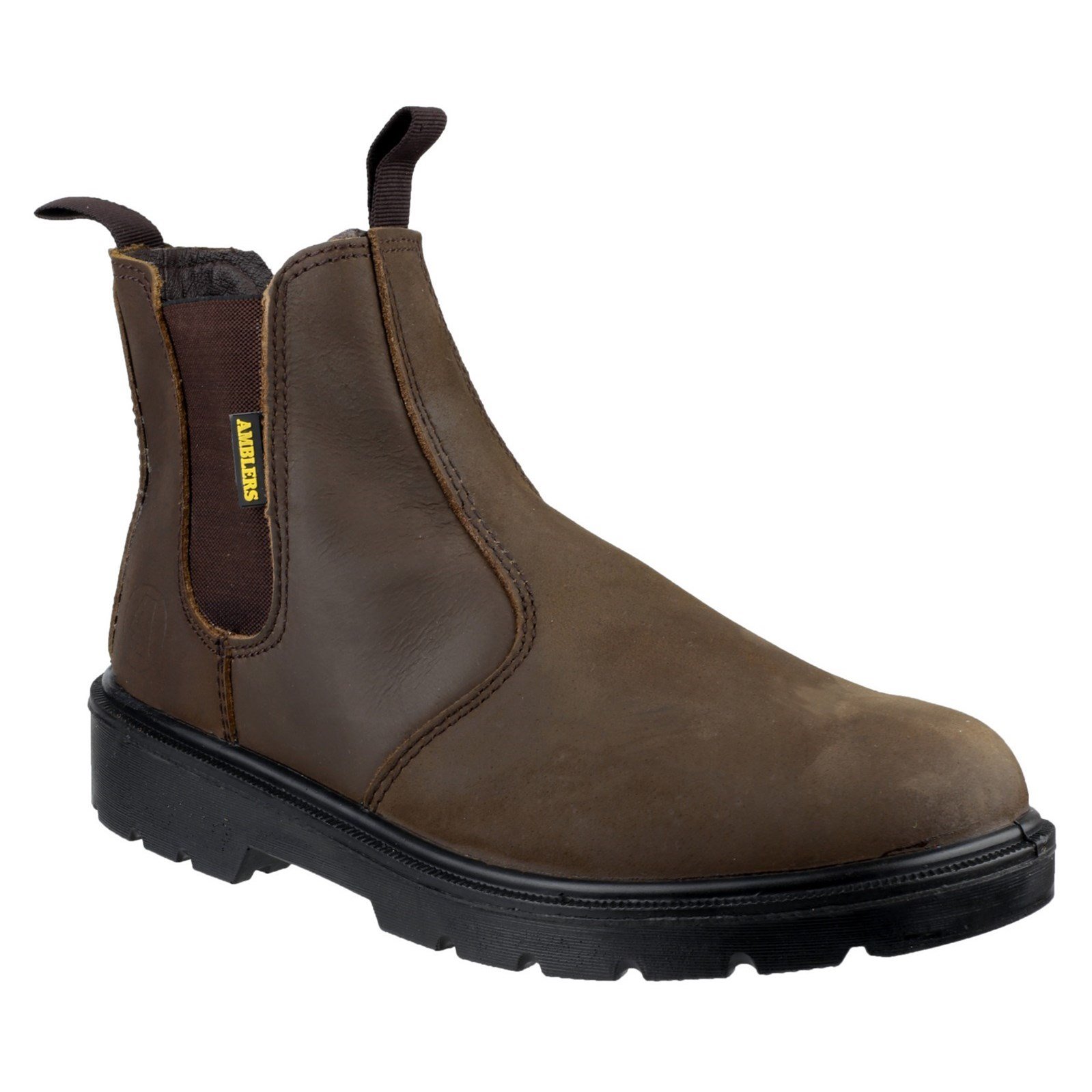 Men's FS128 Leather Safety Work Boots - Brown, Steel Toe, Slip Resistant - Ideal for Construction, Warehouse & Outdoor Jobs