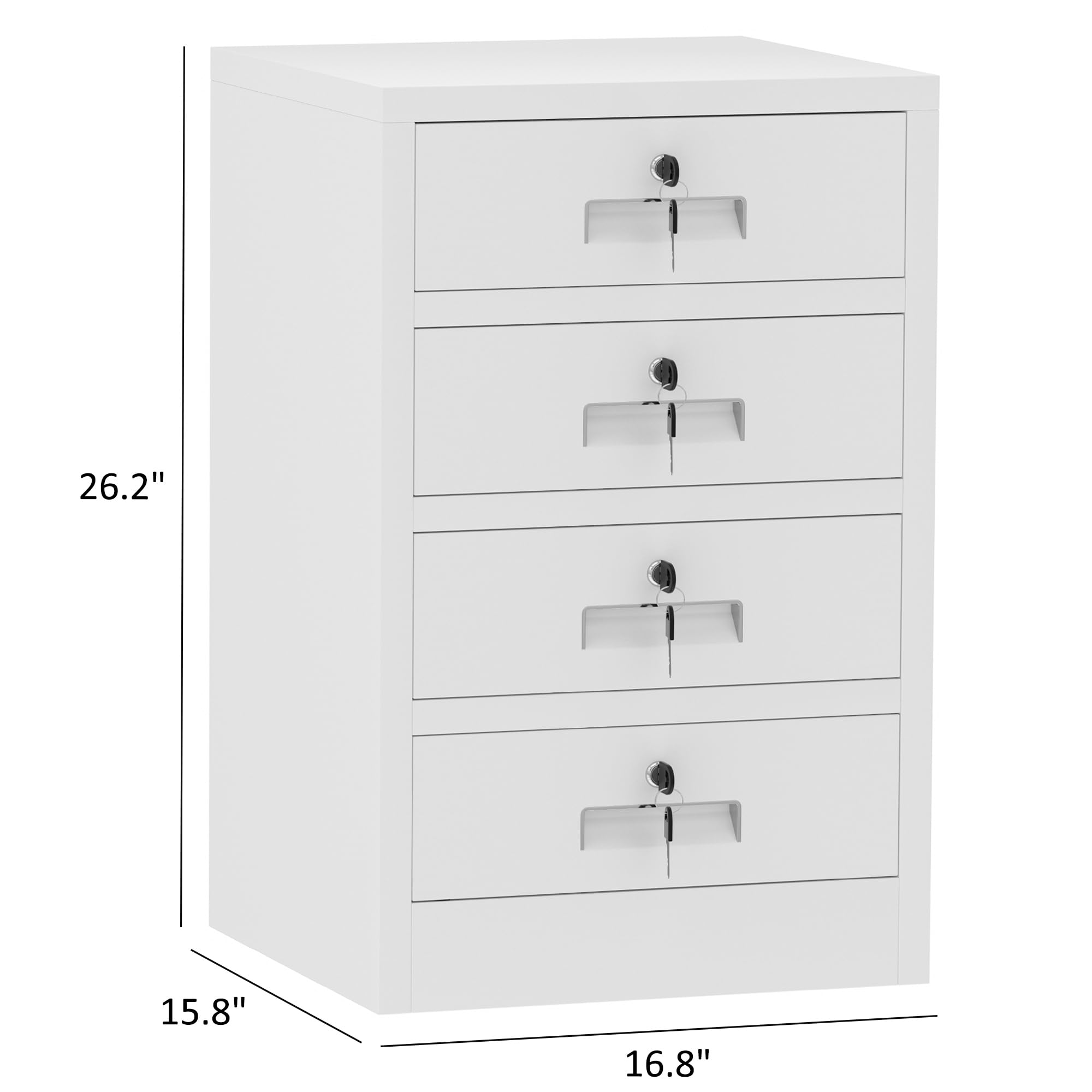White Metal Storage Cabinet with Lockable Drawers - Secure Home & Office Organization Solution for Bedroom, Living Room & Workspace | Durable File Storage for Documents, Supplies & Essentials