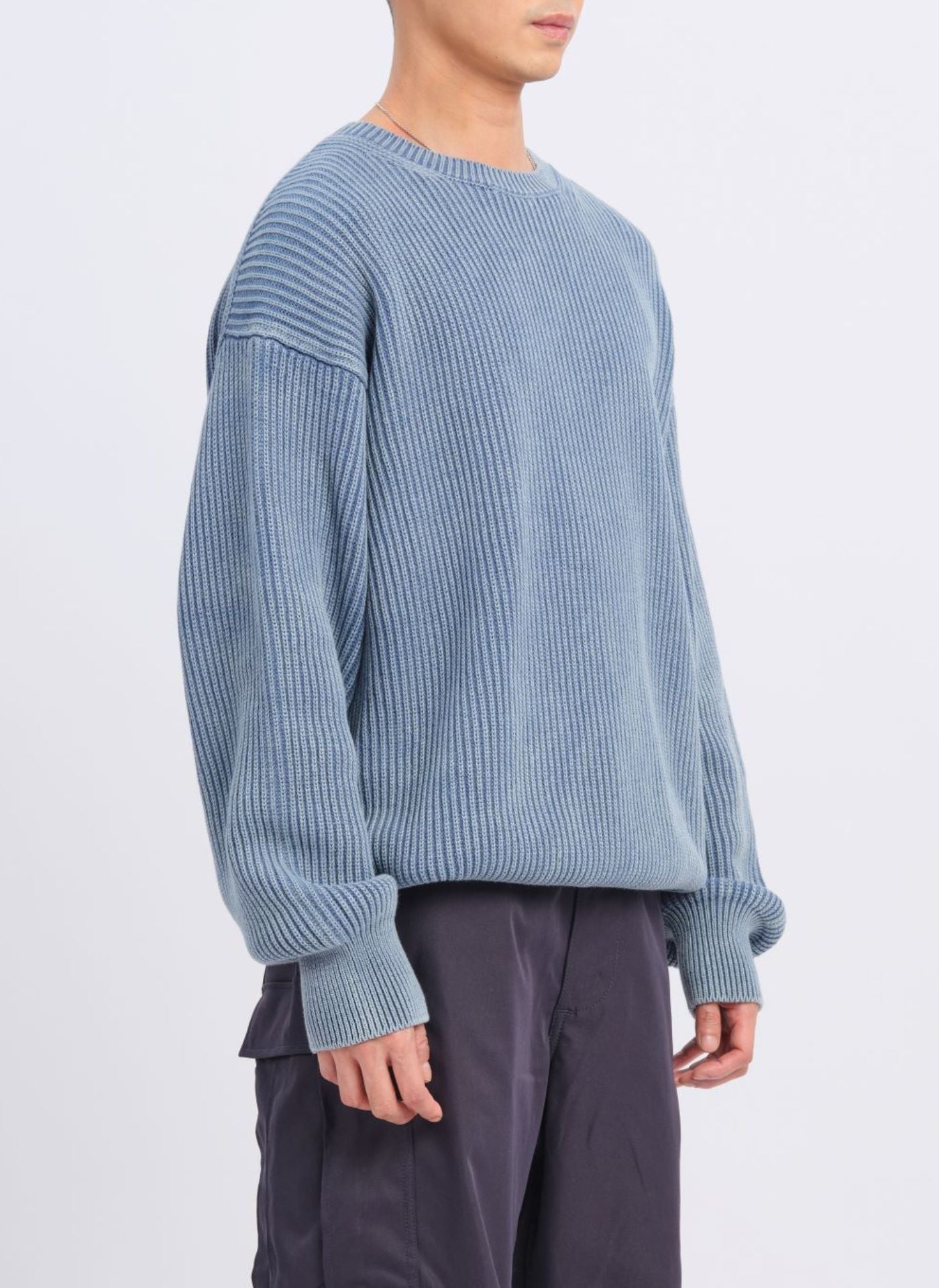 Premium Heavy Washed Cotton Knitted Pullover Sweater - Soft & Durable Men's Casual Wear for Fall & Winter, Perfect for Outdoor Activities and Layered Outfits