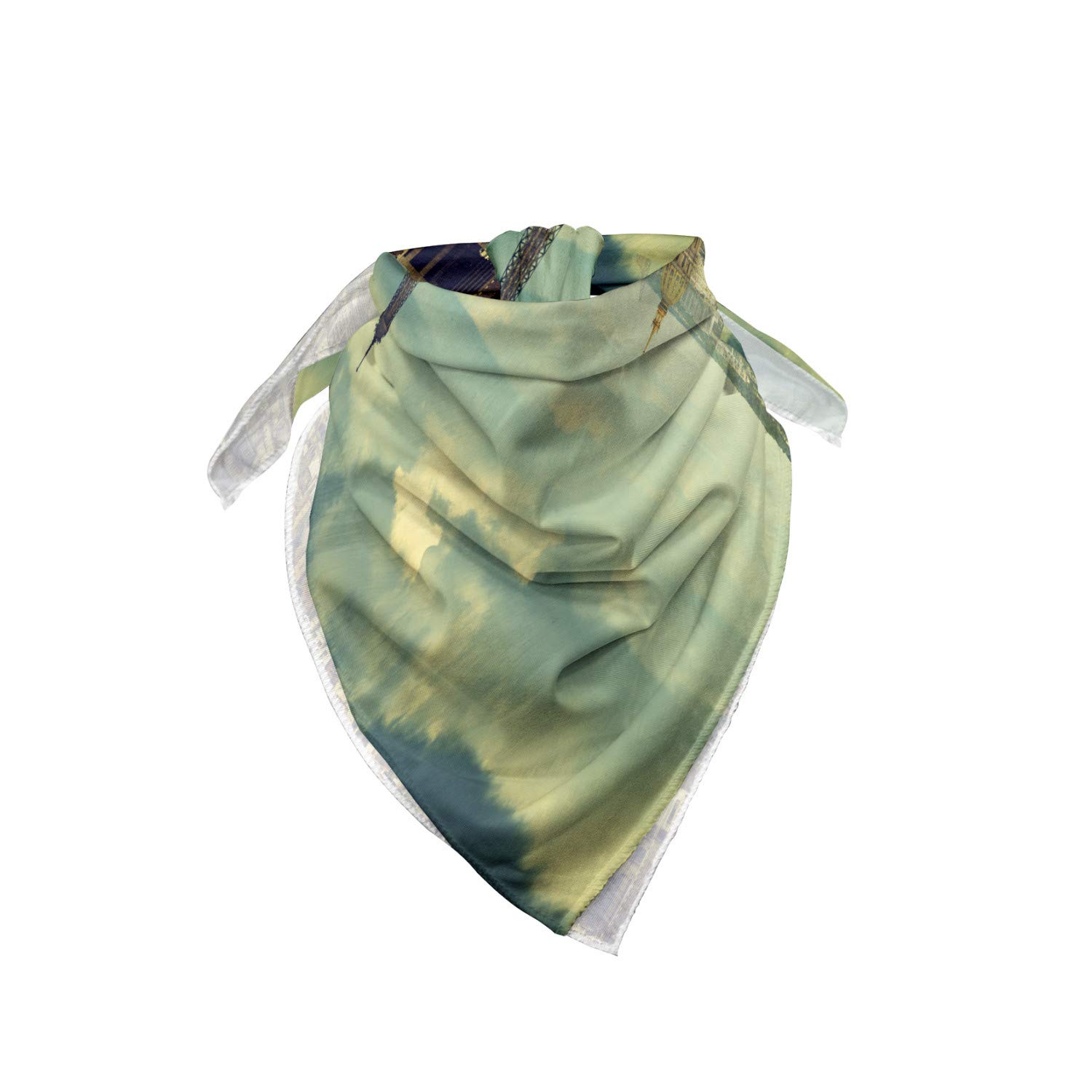 Ambesonne Eiffel Tower Bandana - Parisian Skyline Print Unisex Head Scarf & Neck Gaiter for Travel, Fashion & Outdoor Activities