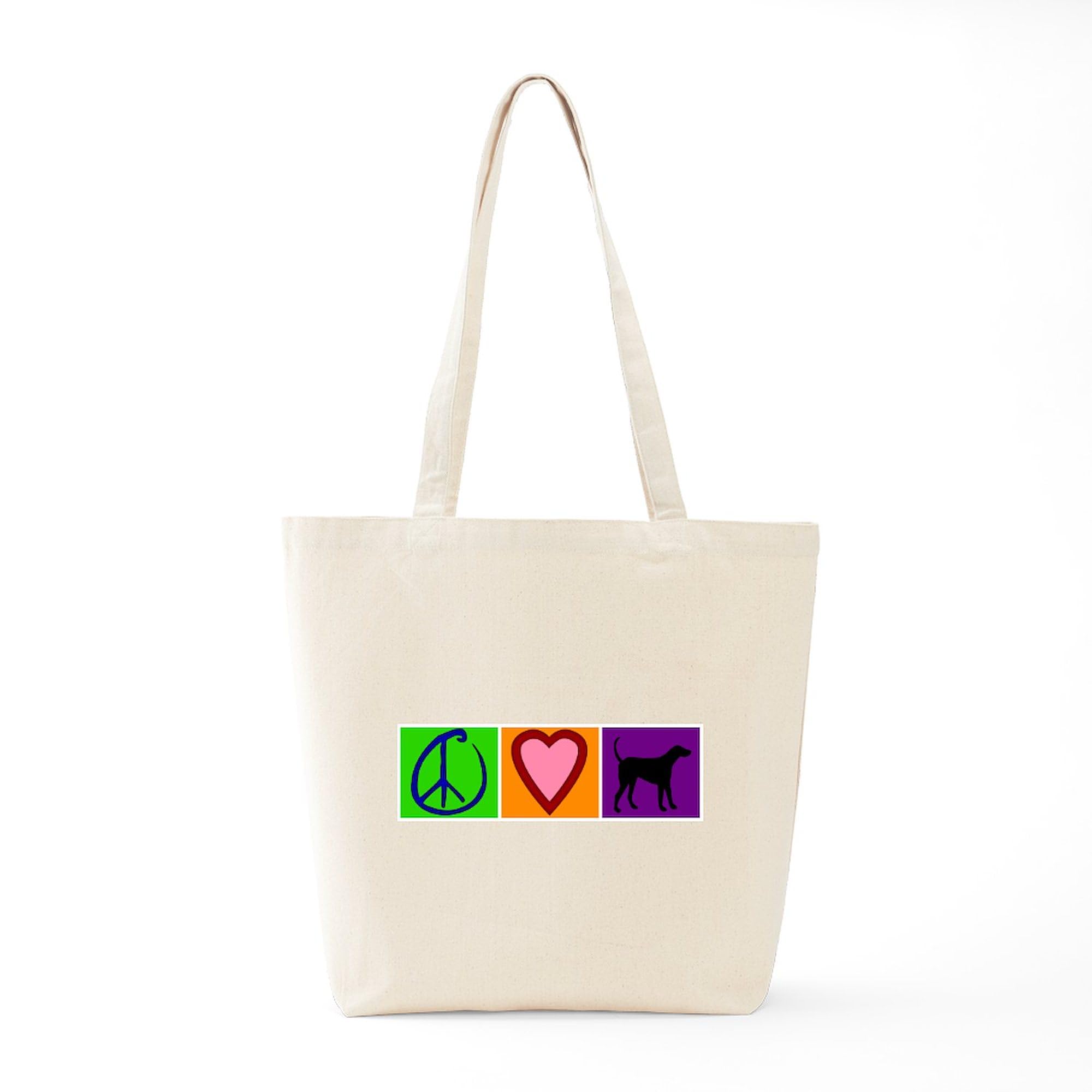 Peace Love Black Labs Tote Bag - Natural Canvas Reusable Shopping Bag for Groceries, Beach & Everyday Use | Eco-Friendly & Durable