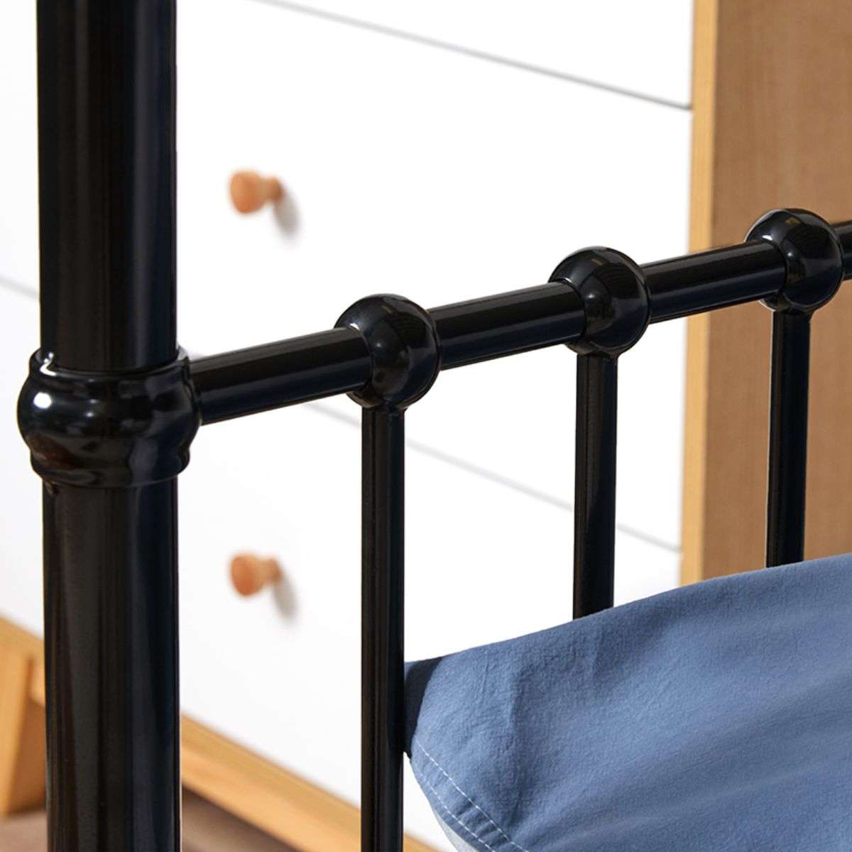 Sonata Bunk Bed with Ladder - Twin Over Twin Metal Frame - Space Saving Black Bed for Kids & Teens - Perfect for Small Bedrooms, Dorms & Guest Rooms
