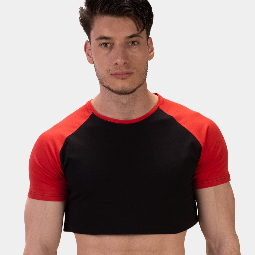 Barcode Berlin Alva Crop Top - Black & Red Women's Fashion T-Shirt for Casual Wear, Street Style & Summer Outfits