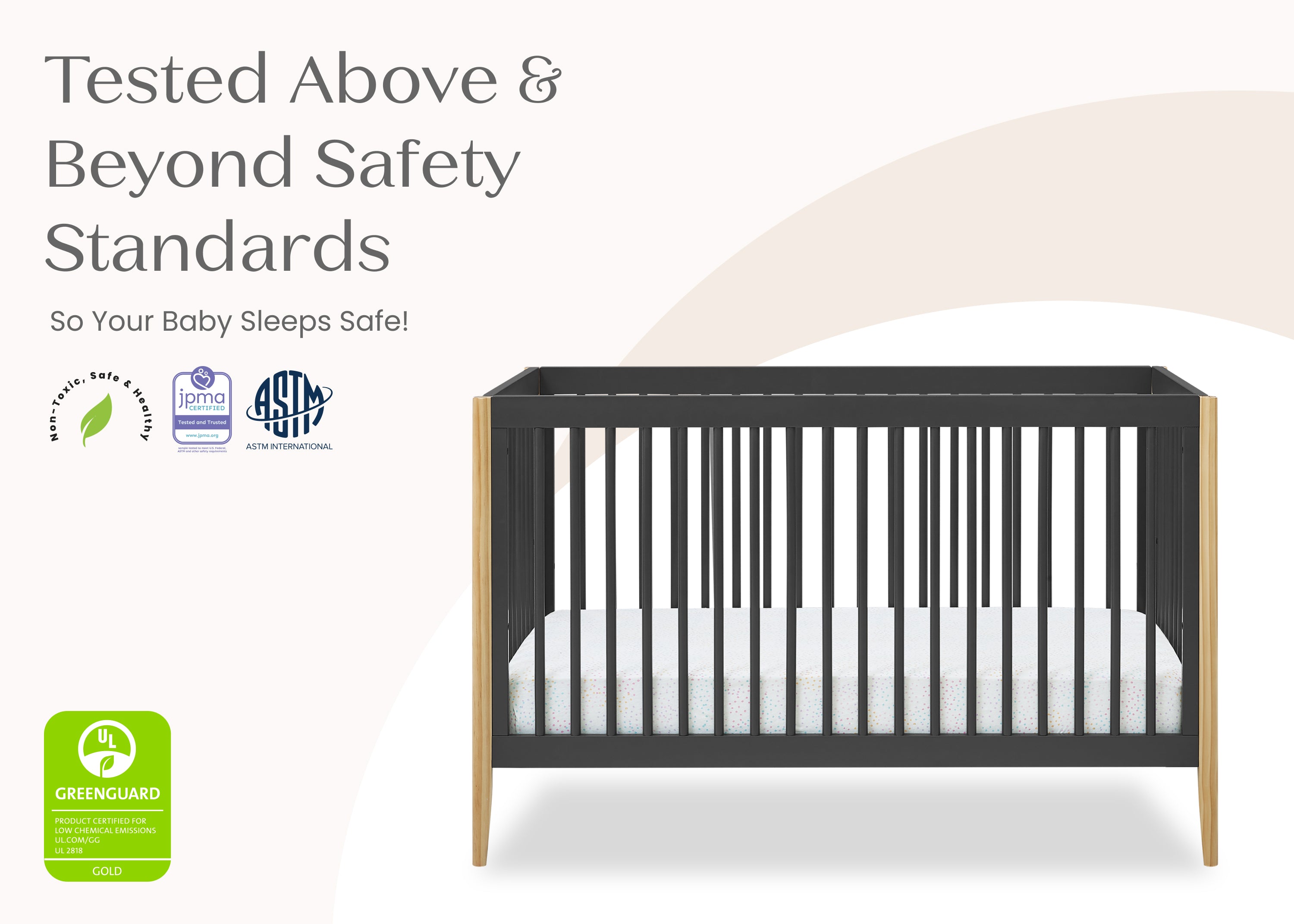 Casey 6-in-1 Convertible Baby Crib - Toddler Bed, Daybed & Full-Size Bed - Safe Nursery Furniture for Newborn to Adult - Perfect for Nursery, Bedroom & Guest Room