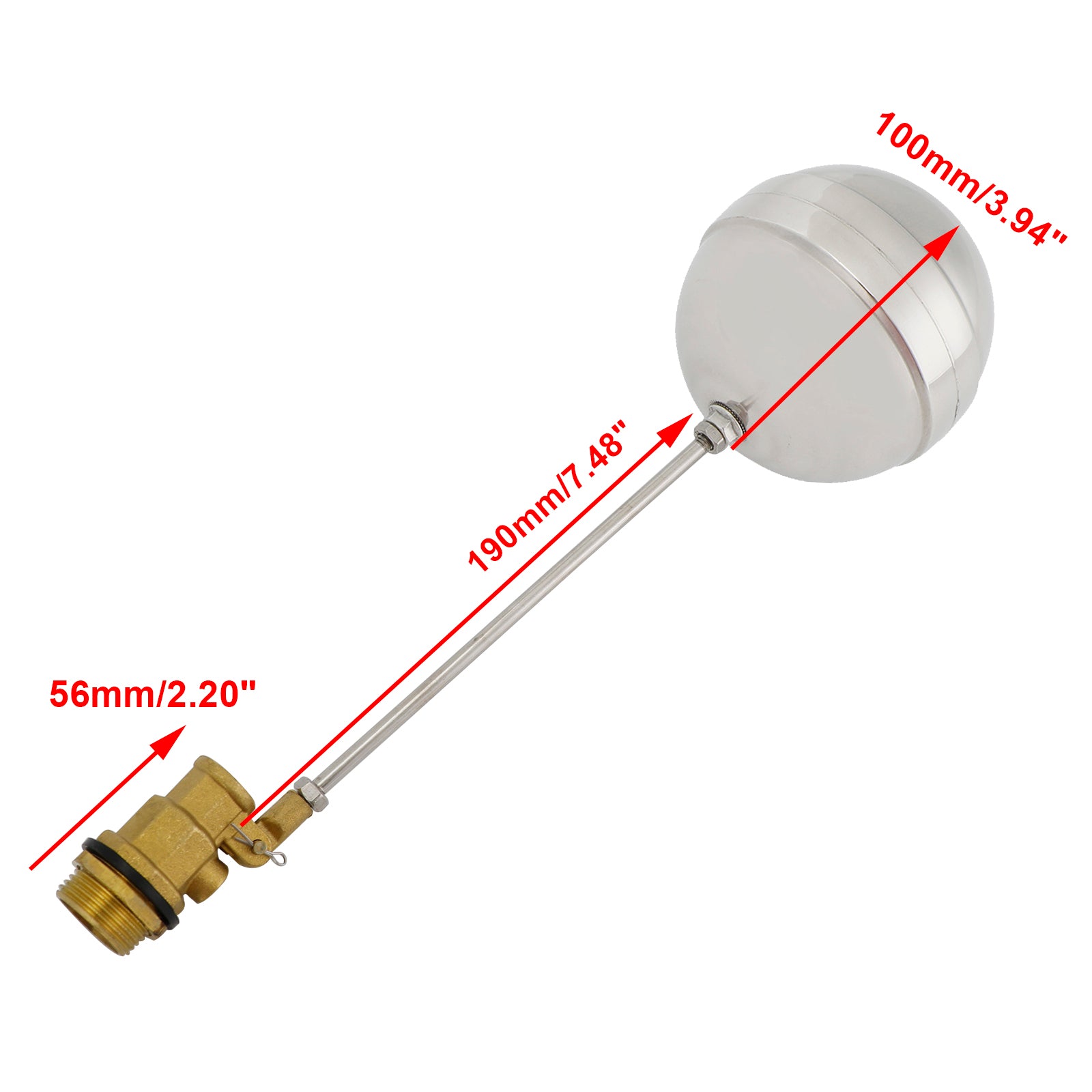 1/2 Inch Male Thread Float Ball Valve - Stainless Steel Floating Ball Water Sensor for Tanks, Pools & Irrigation Systems